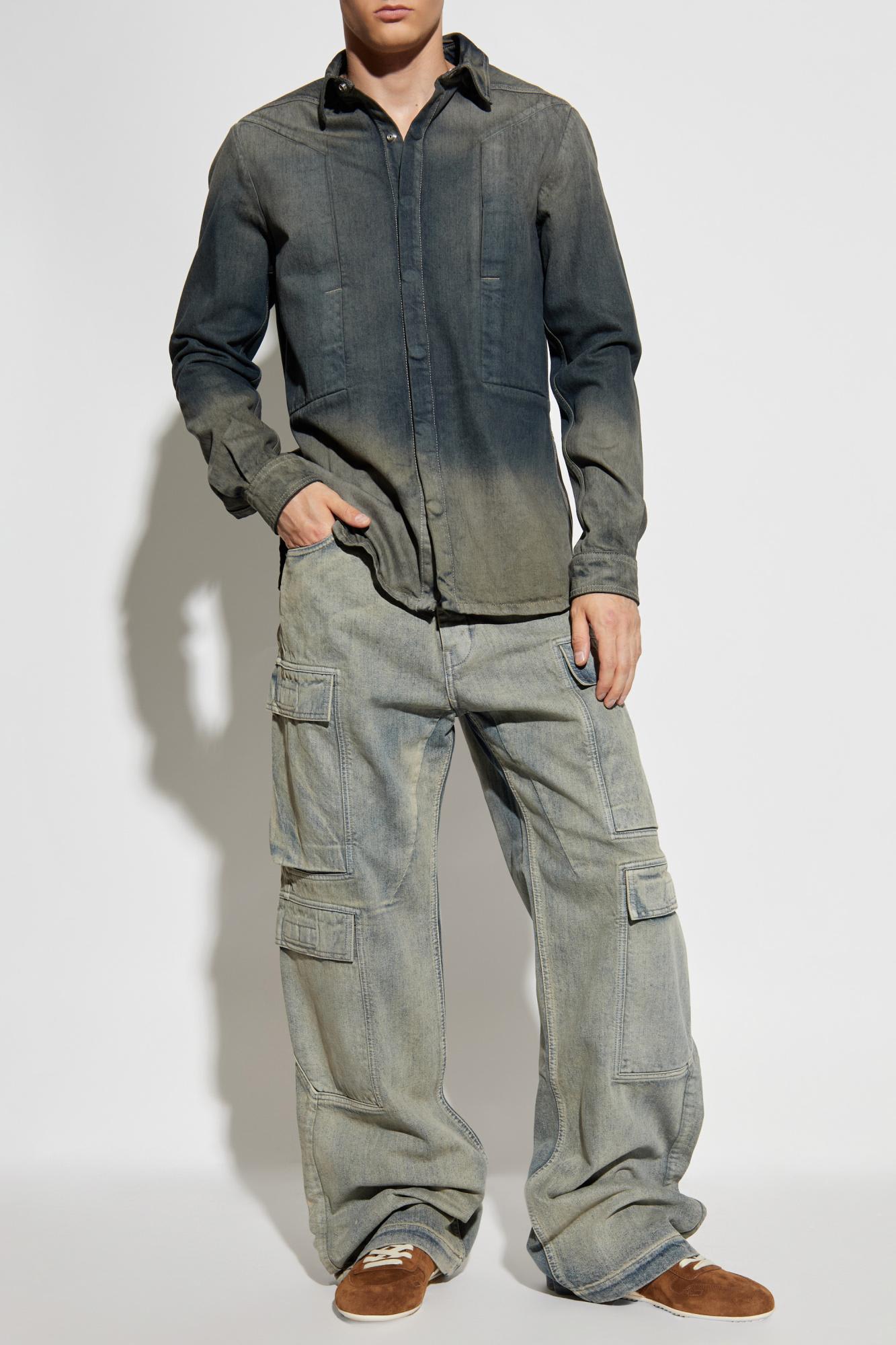 Rick Owens Gray Concordia Fogpocket Denim Shirt In Blue