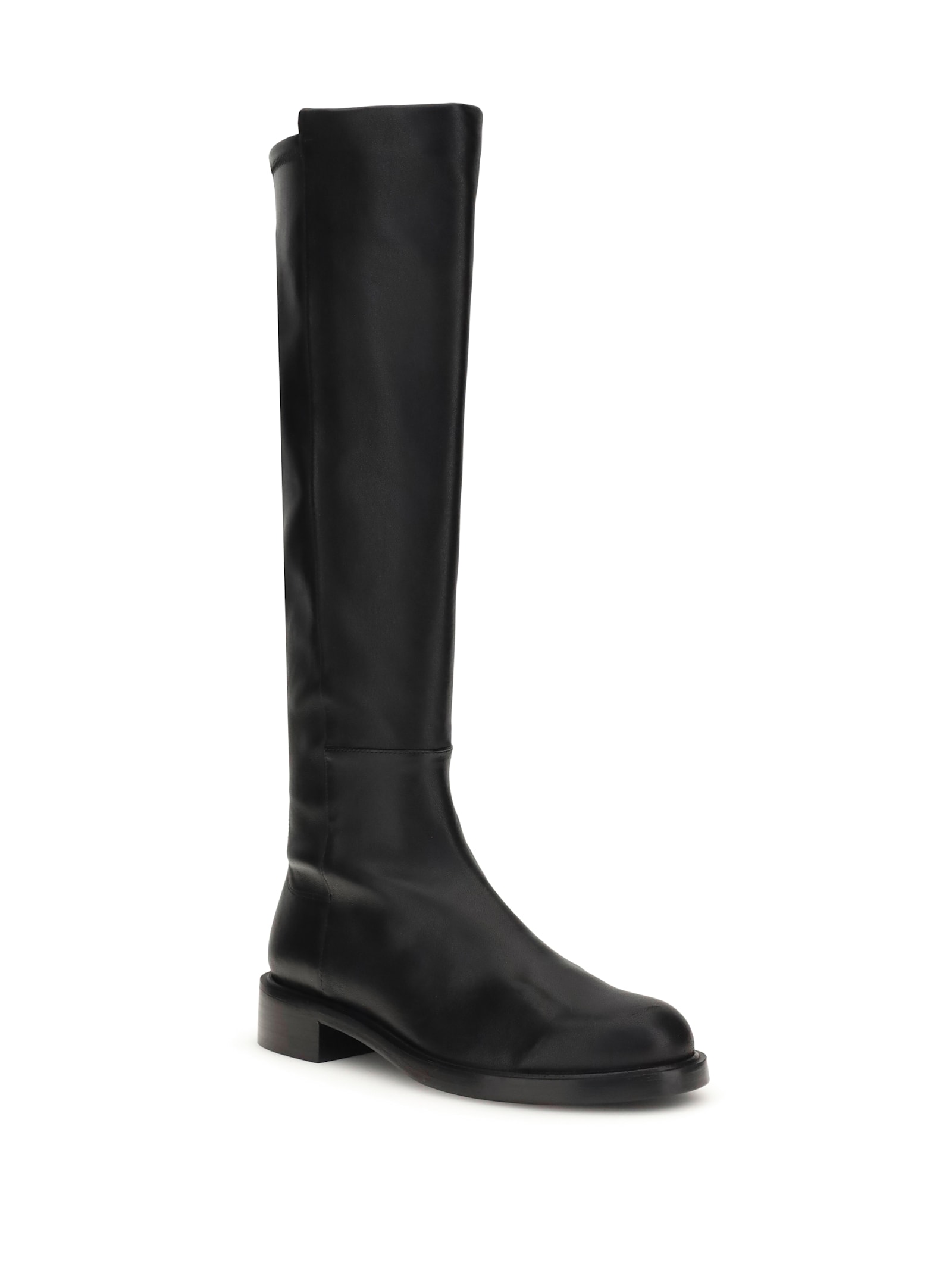 Stuart Weitzman Black Nappa Leather And Fabric Celia Boots In Black