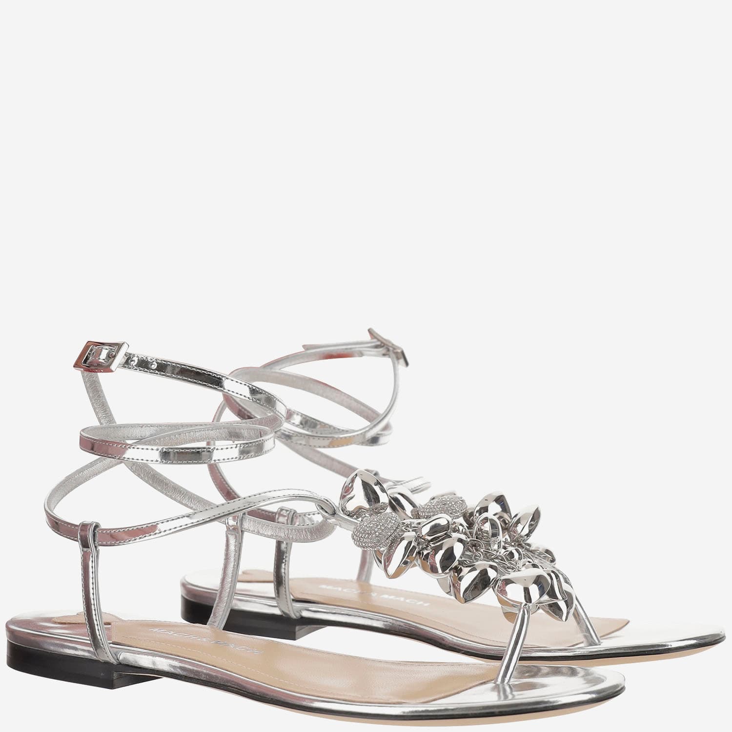 Mach & Mach Sandal With Metallic Decoration In Silver