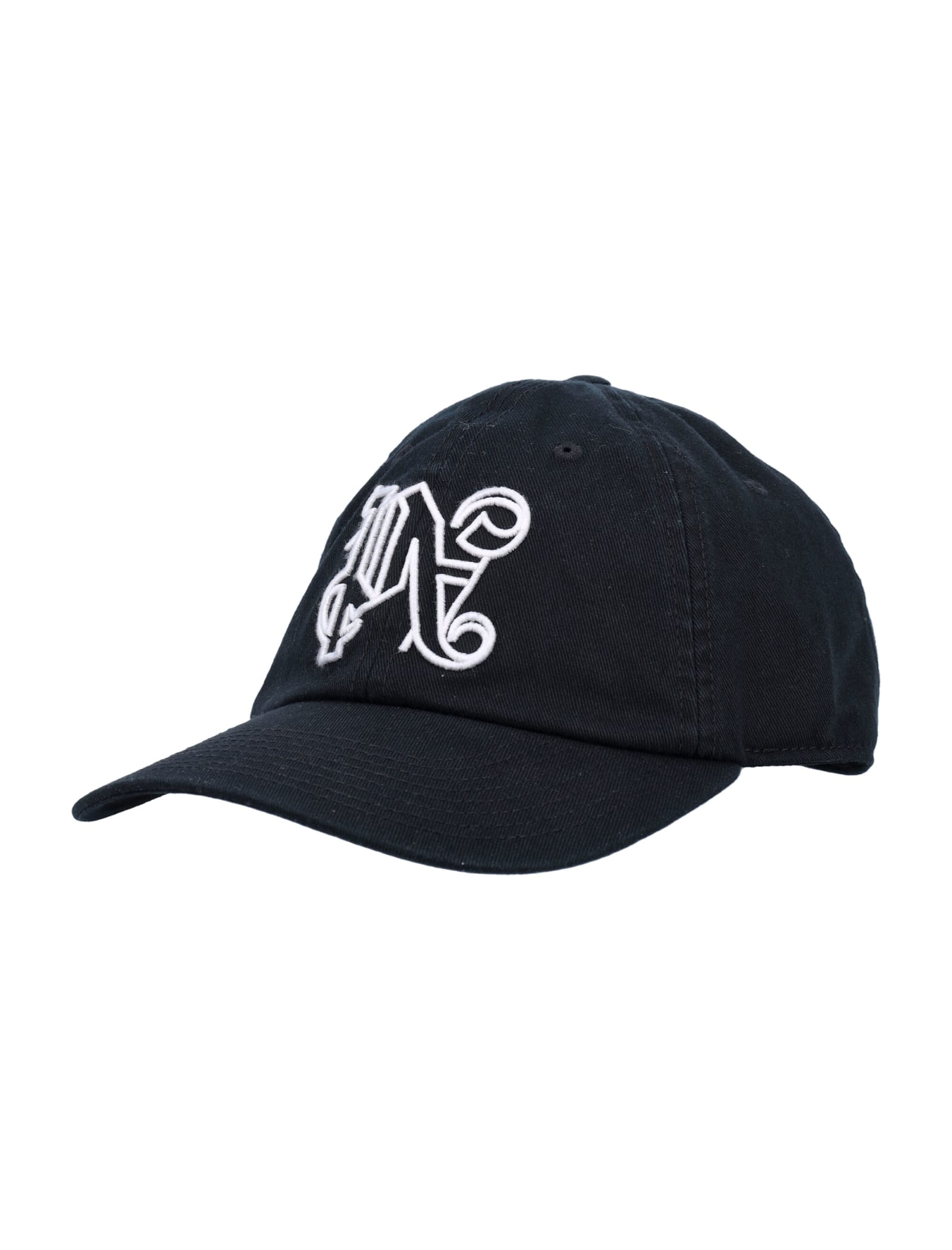 Shop Palm Angels Monogram Cap In Black Whit