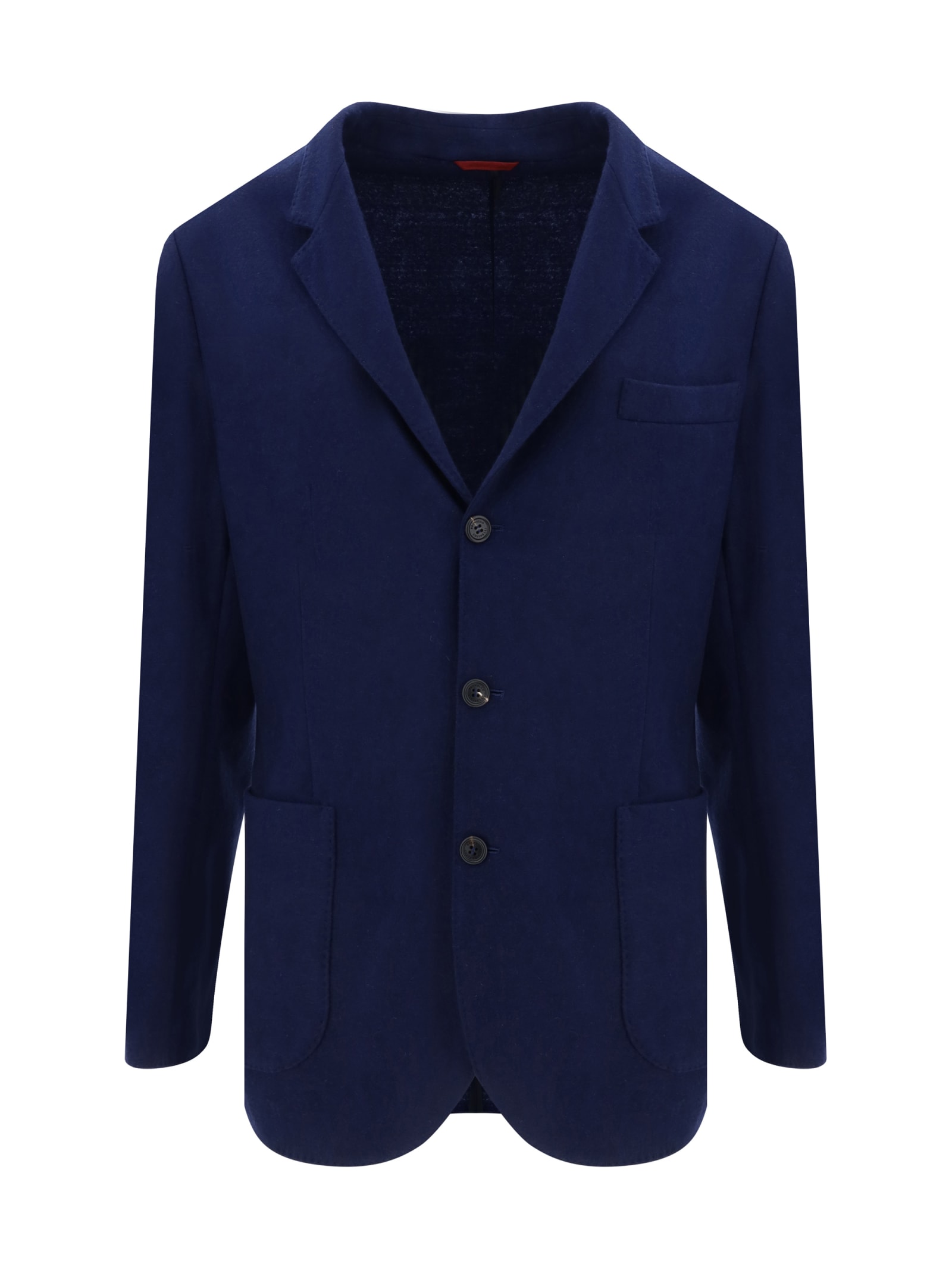 Brunello Cucinelli Men Cashmere Jersey Blazer With Patch Pockets In Blue
