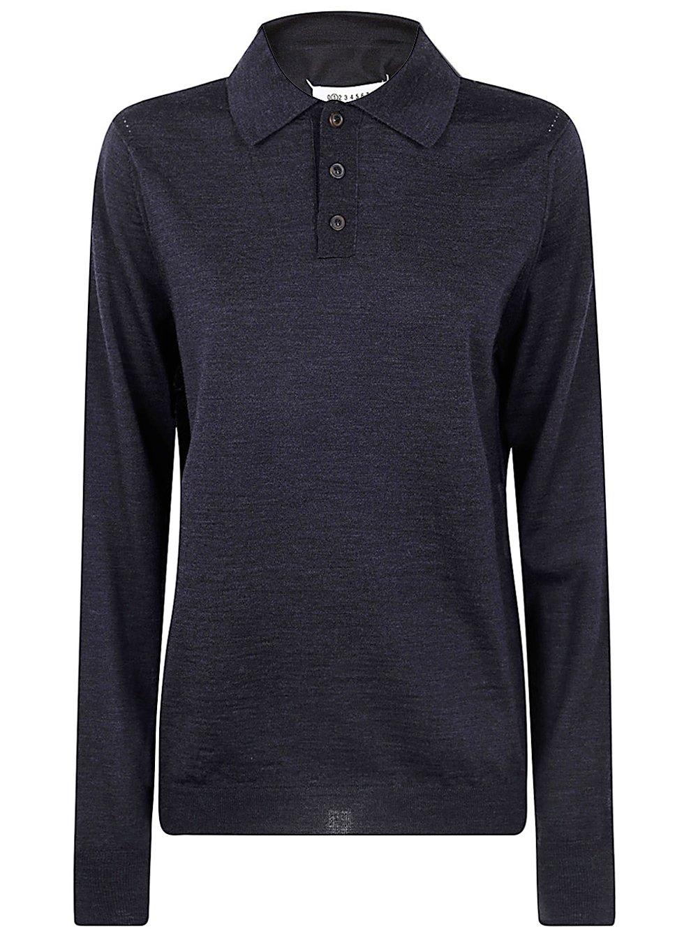 Long-sleeved Knitted Polo Shirt