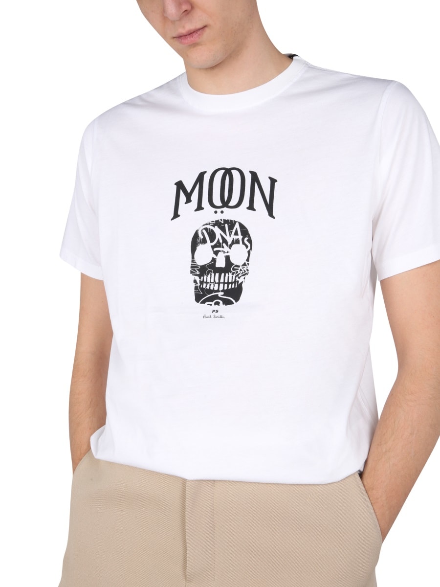 Shop Ps By Paul Smith Moon Skull T-shirt In White