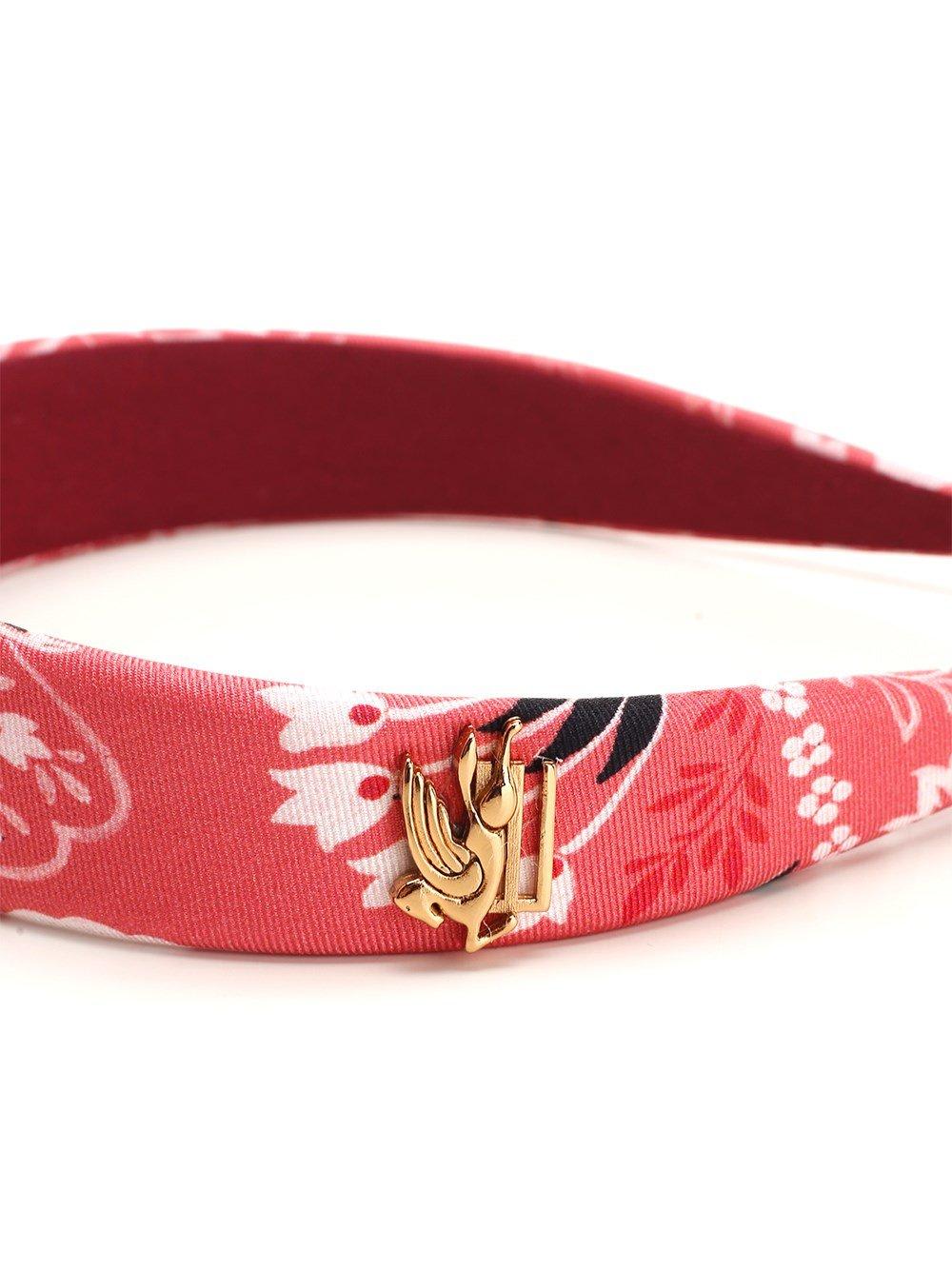 Shop Etro Pegaso Plaque Floral Printed Hairband In Pink