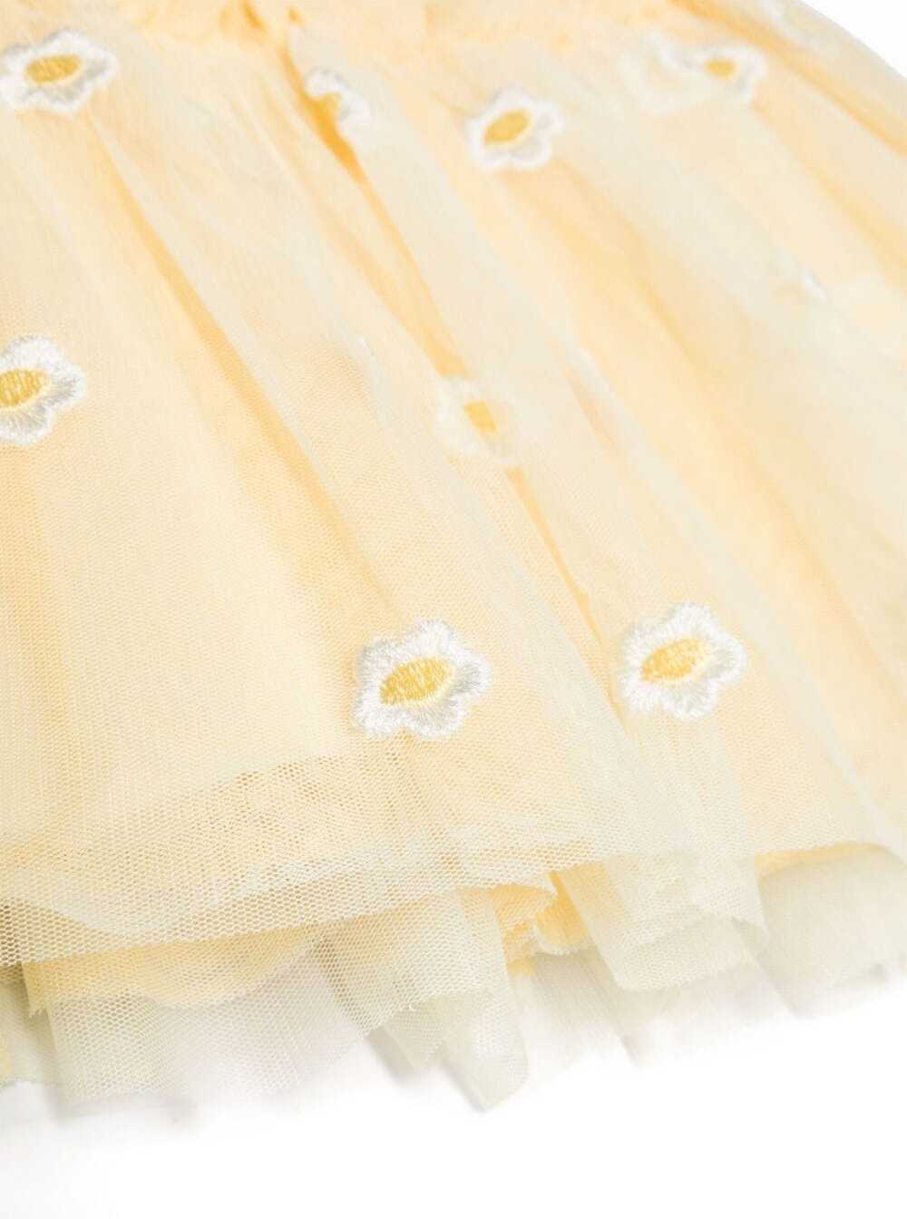Shop Stella Mccartney Yellow Short Skirt With Embroidered Daisies In Polyester Girl