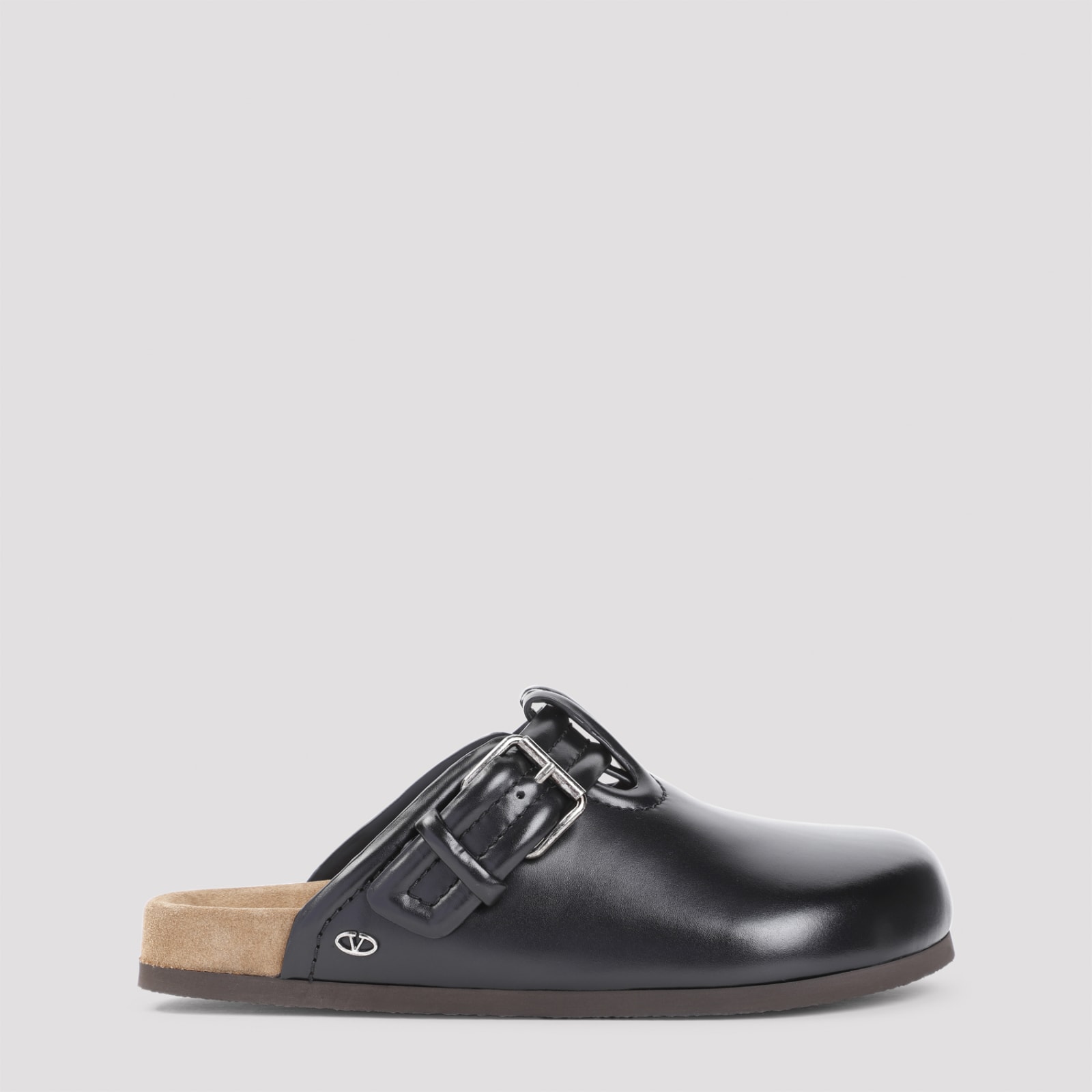 Shop Valentino Calf Leather Mules In Yvn Nero Sigaro