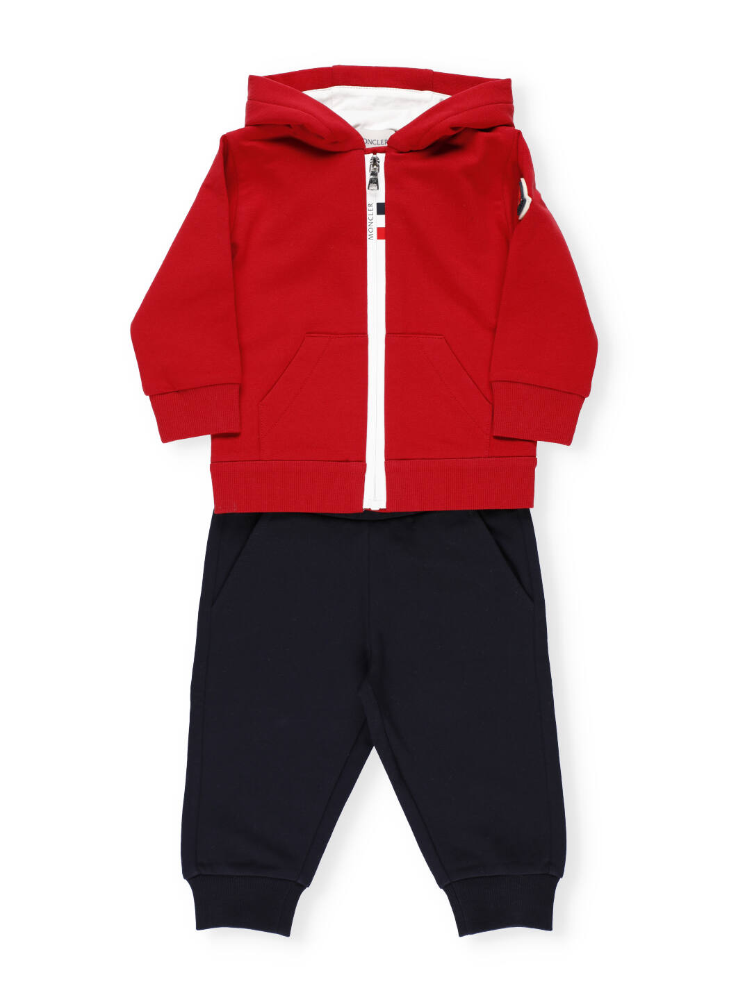 Moncler Babies' Two Pieces Trackpant With Logo In Rosso/blu