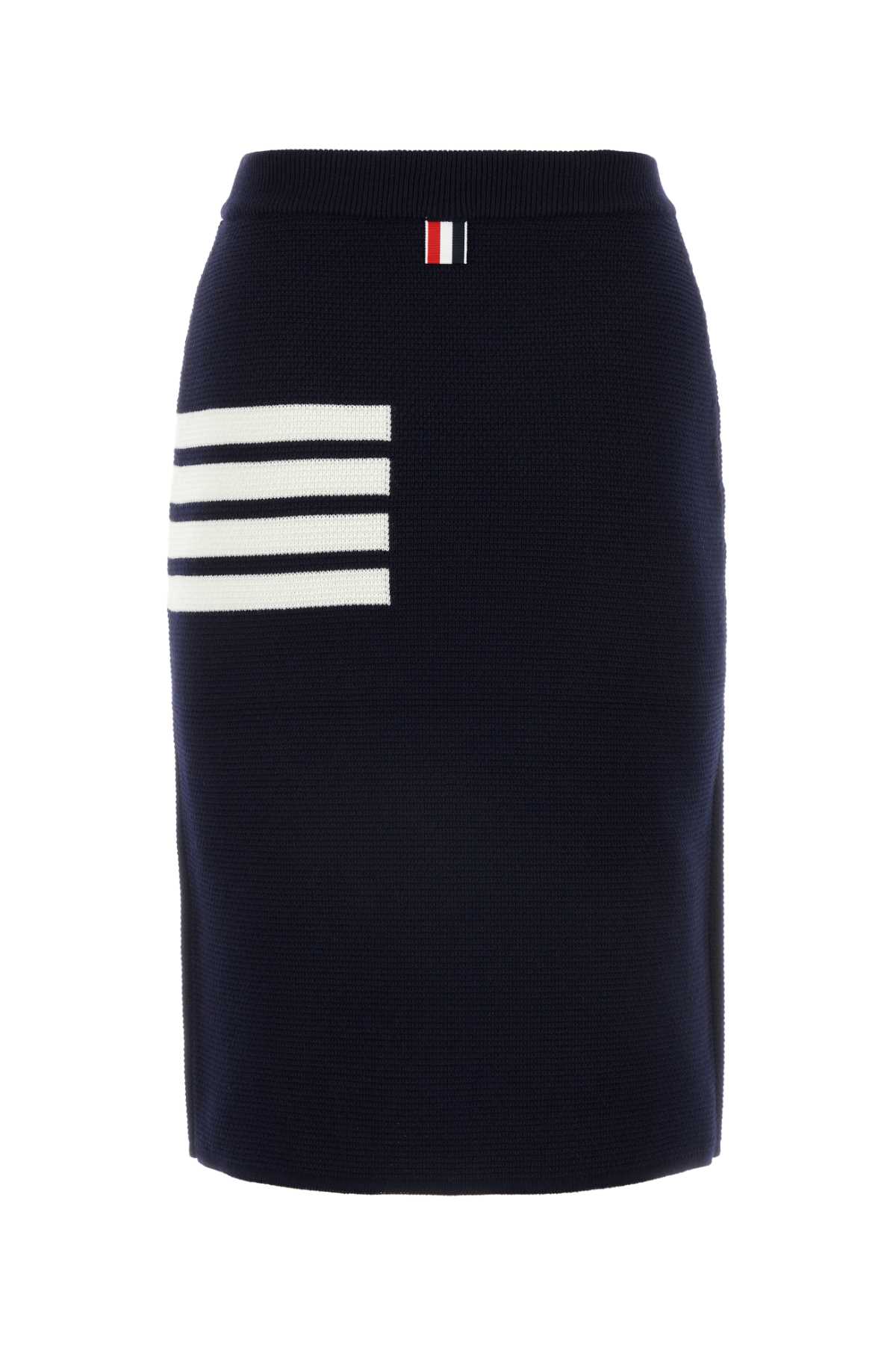 Shop Thom Browne Navy Blue Wool Blend Skirt In 415