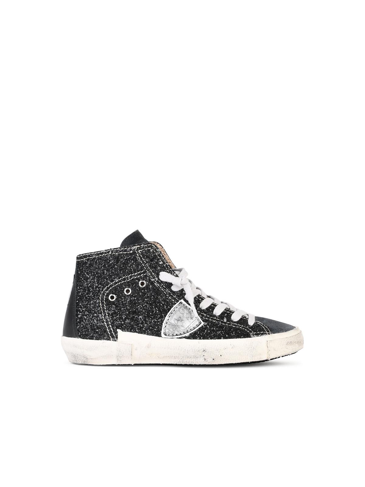 Shop Philippe Model Prsx Black Suede Blend Sneakers