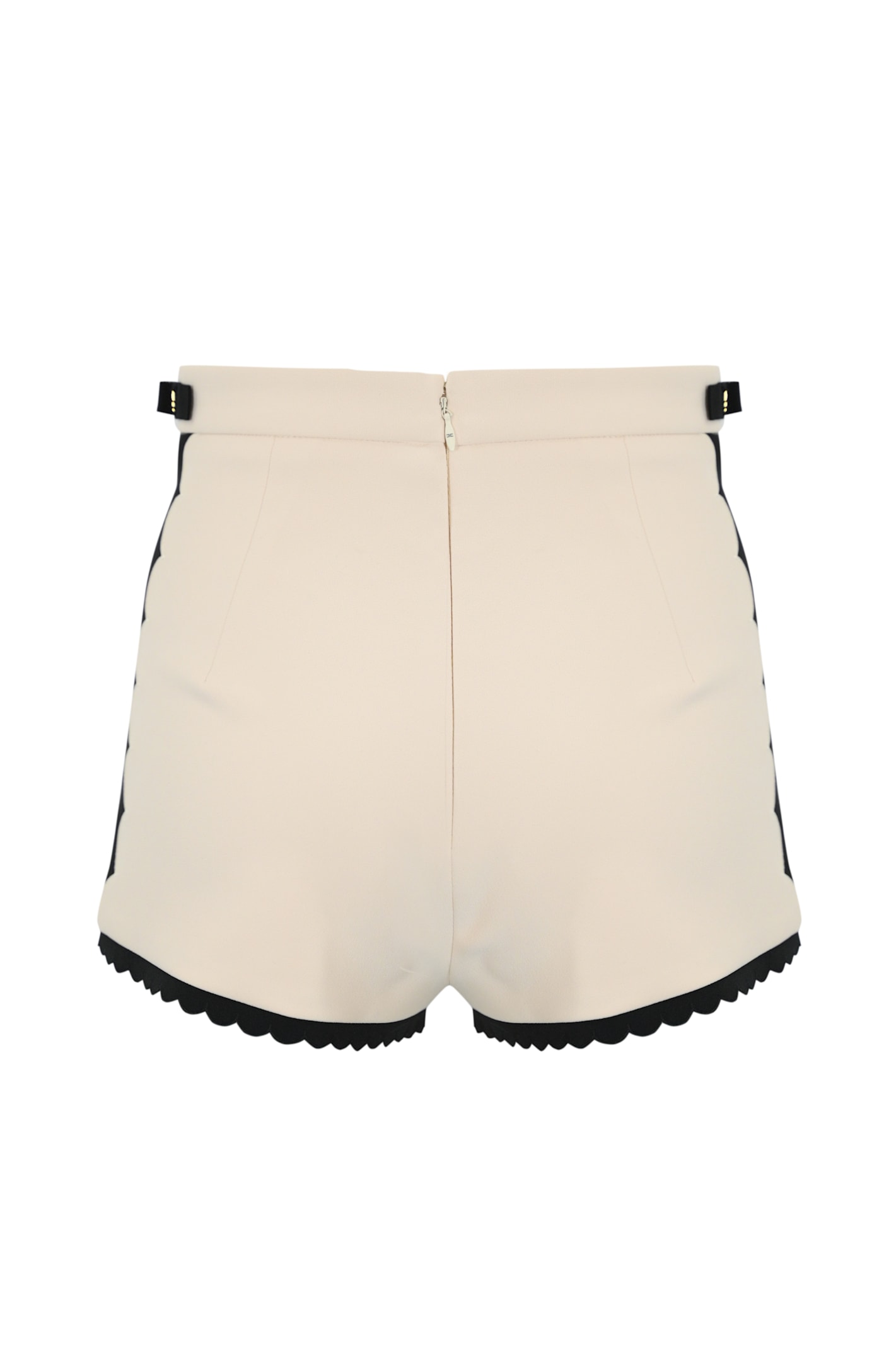 Elisabetta Franchi Multicolor High-waisted Shorts With Scalloped Hem In Neutral