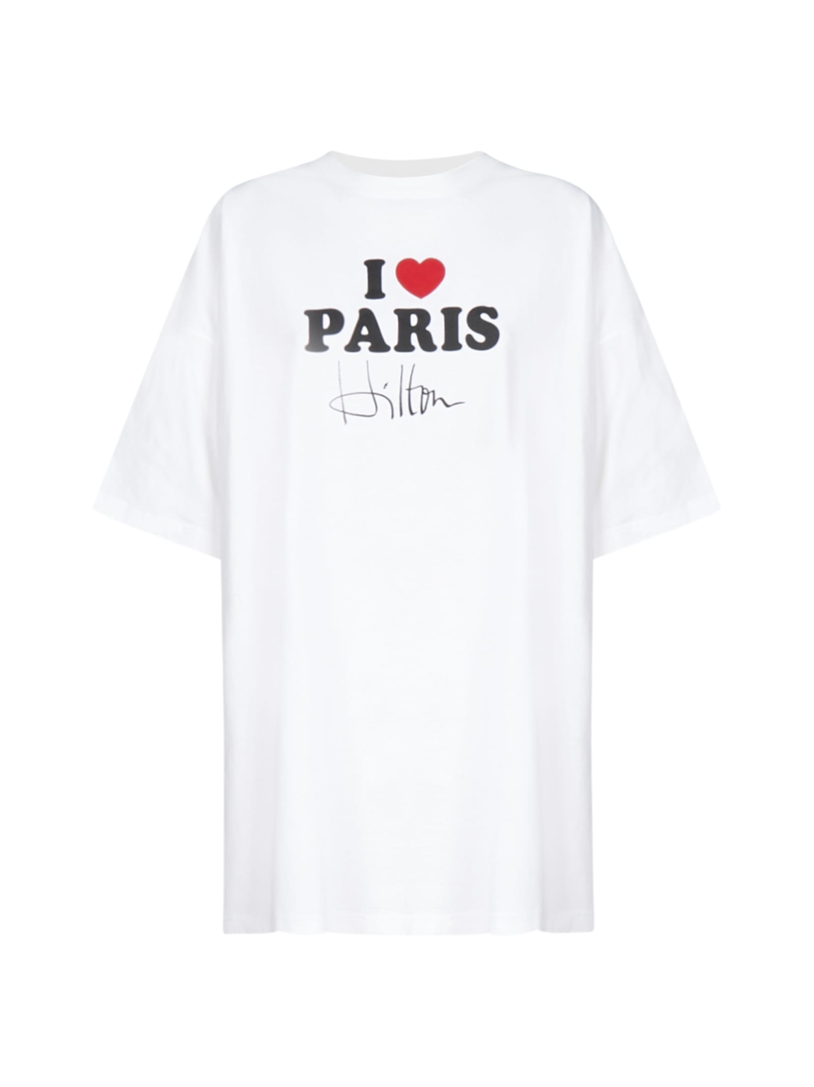 VETEMENTS I LOVE PARIS HILTON COTTON T-SHIRT,11520631