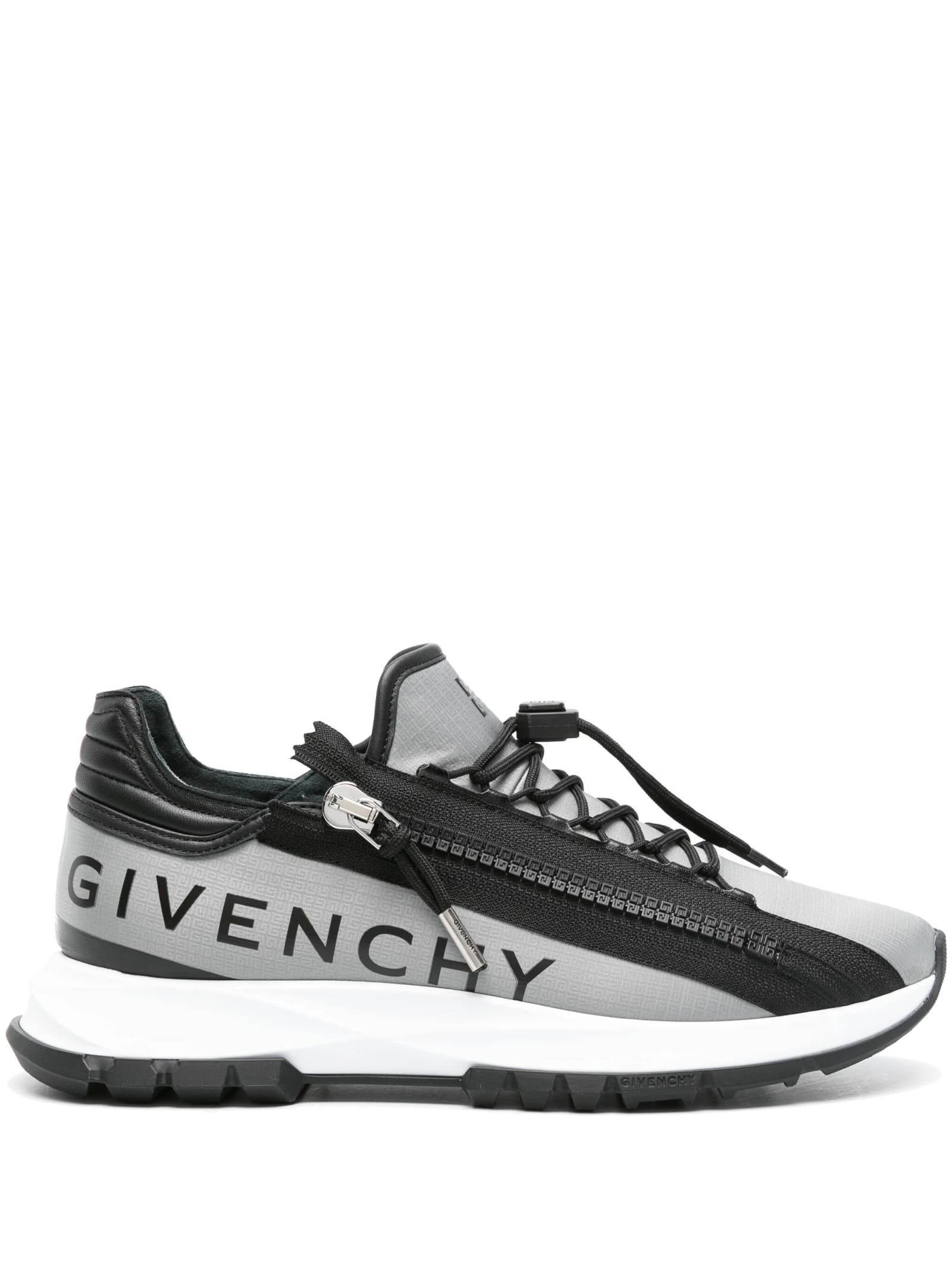 Shop Givenchy Specter Running Sneakers In Black 4g Nylon With Zip In Grey