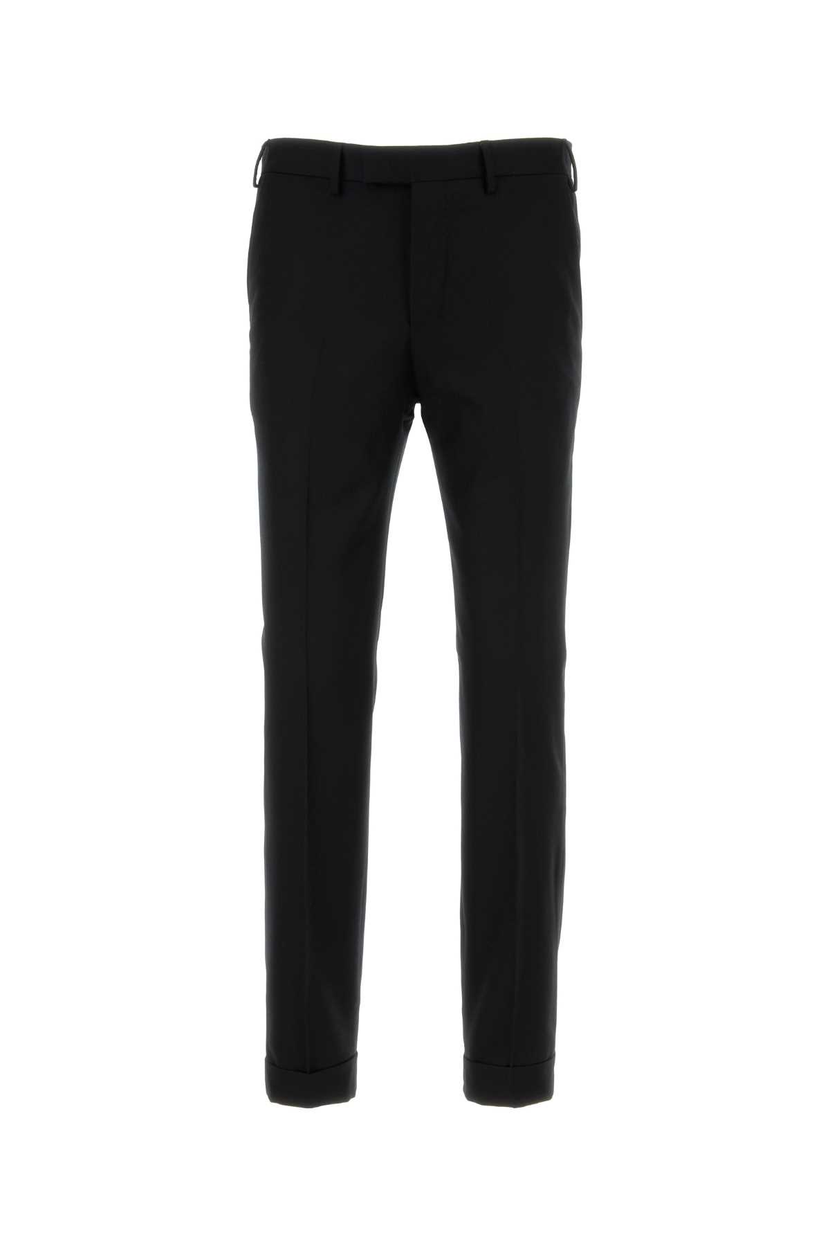 Shop Pt Torino Black Stretch Wool Pant In Nero