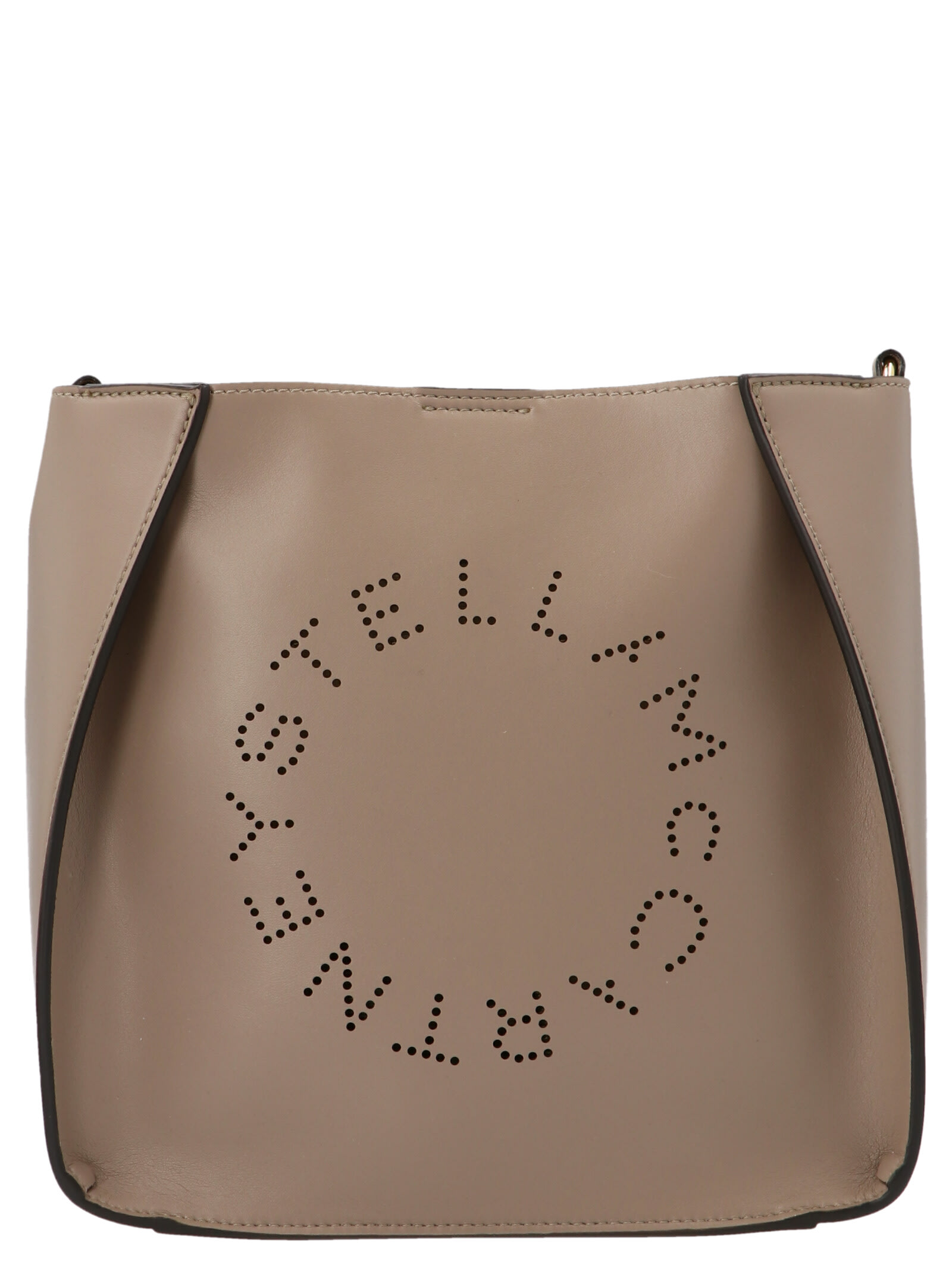 Shop Stella Mccartney Stella Logo Mini Crossbody Bag In Beige