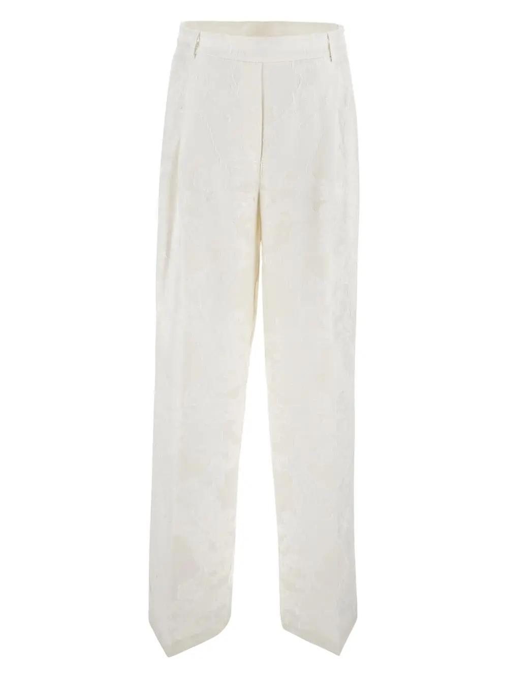 Shop Semicouture Viscose Trouser In Ivory