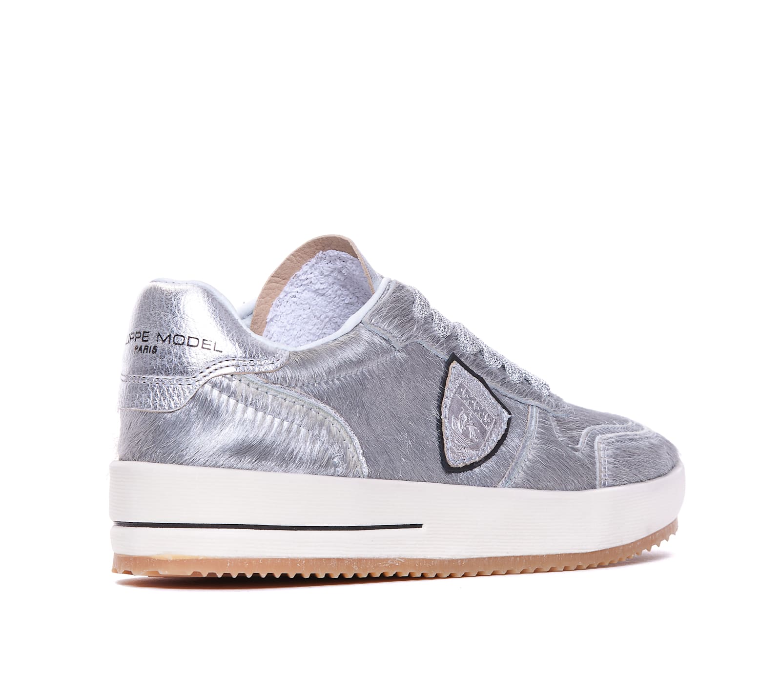 Shop Philippe Model Nice Low Sneakers In Silver