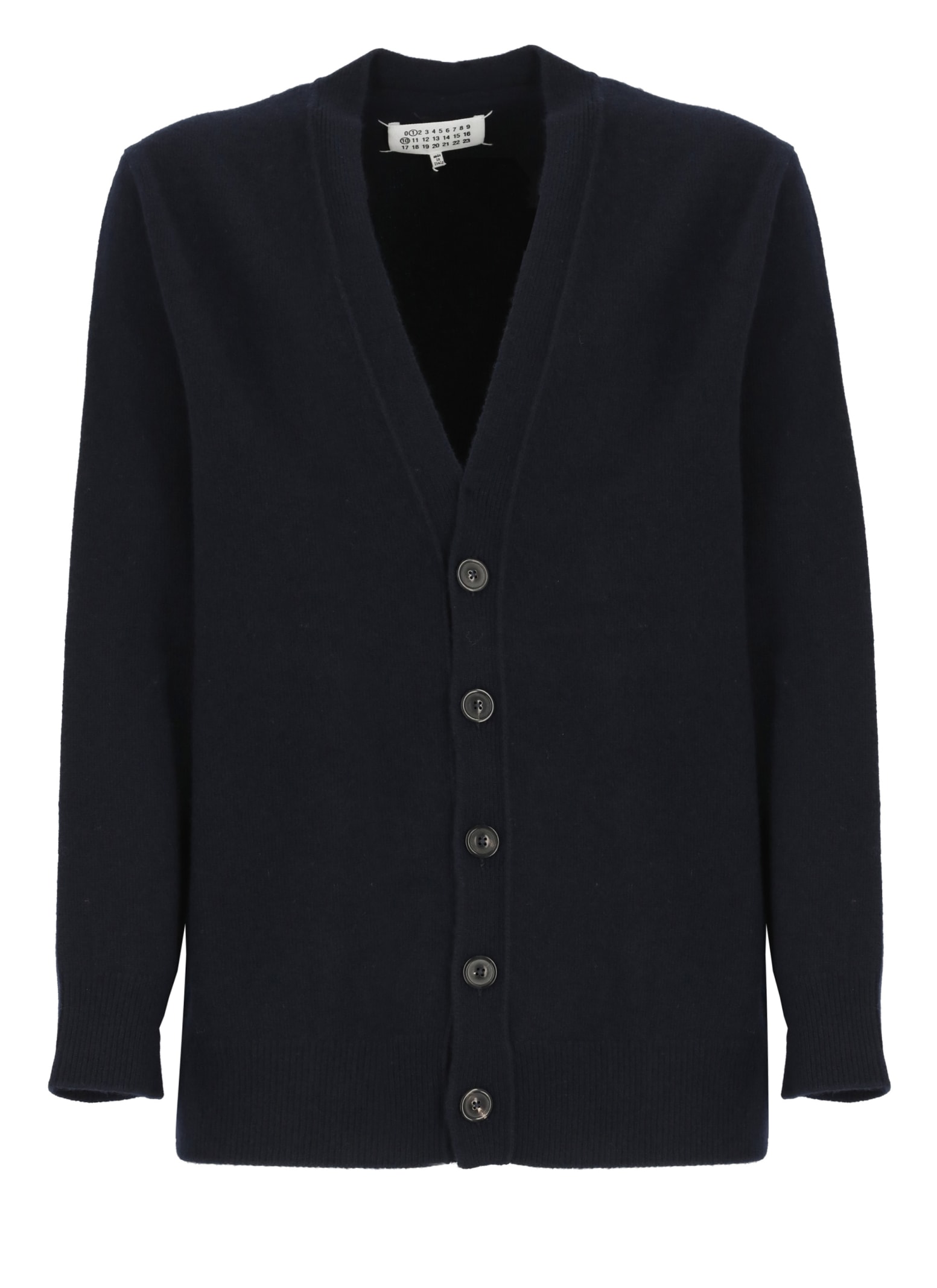 Shop Maison Margiela Wool Cardigan In Blue