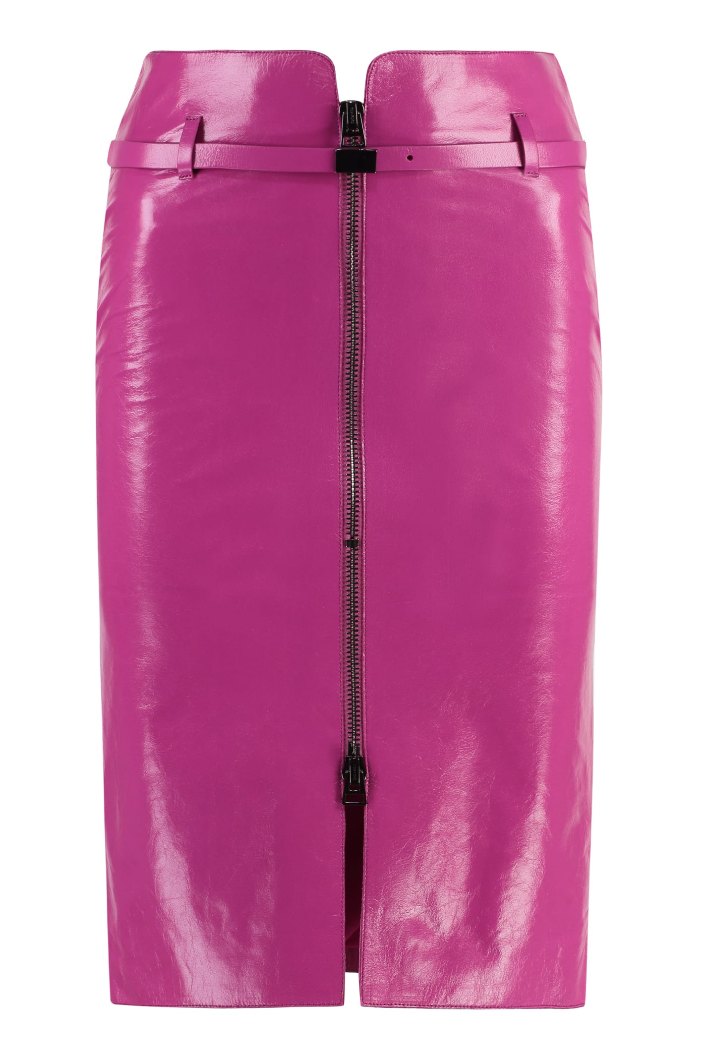 Shop Tom Ford Leather Skirt In Fuchsia