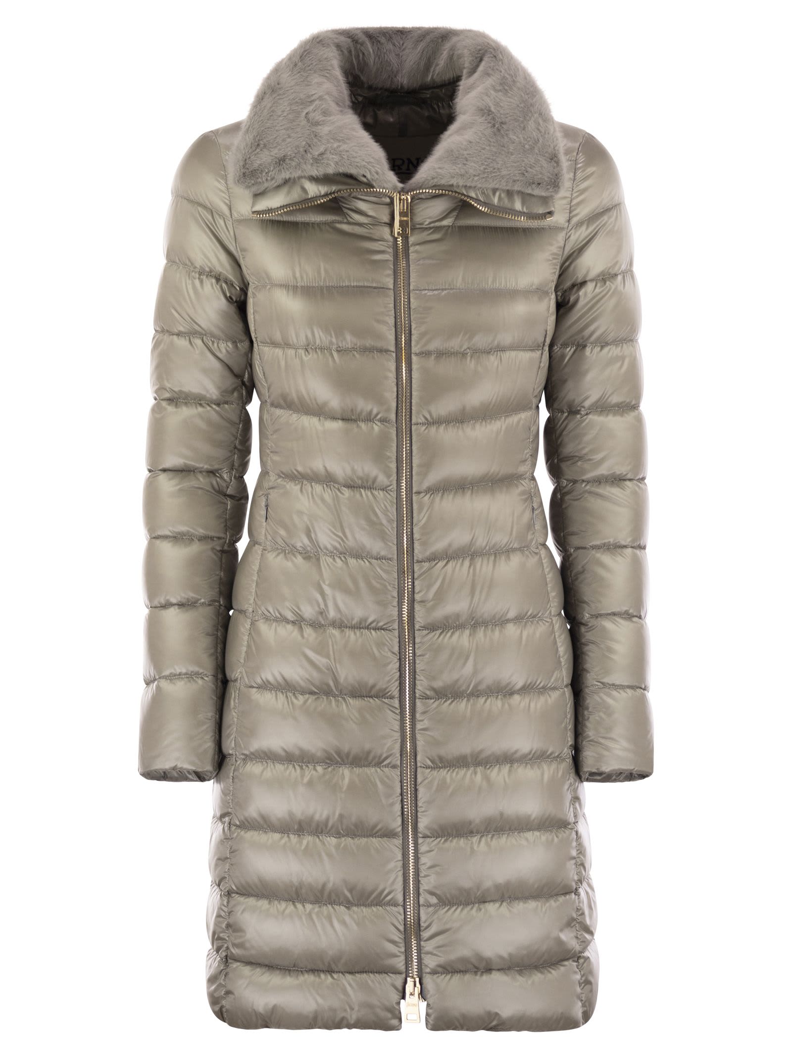 Herno Zip-up Padded Coat In Gray