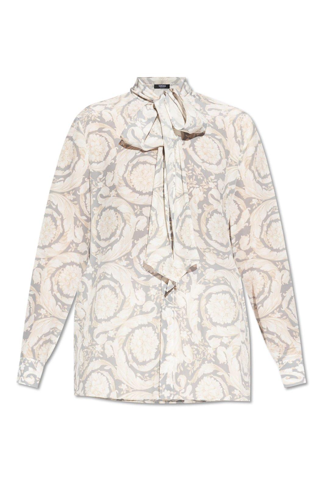 VERSACE BAROCCO-PRINTED LONG-SLEEVED CREPE SHIRT 