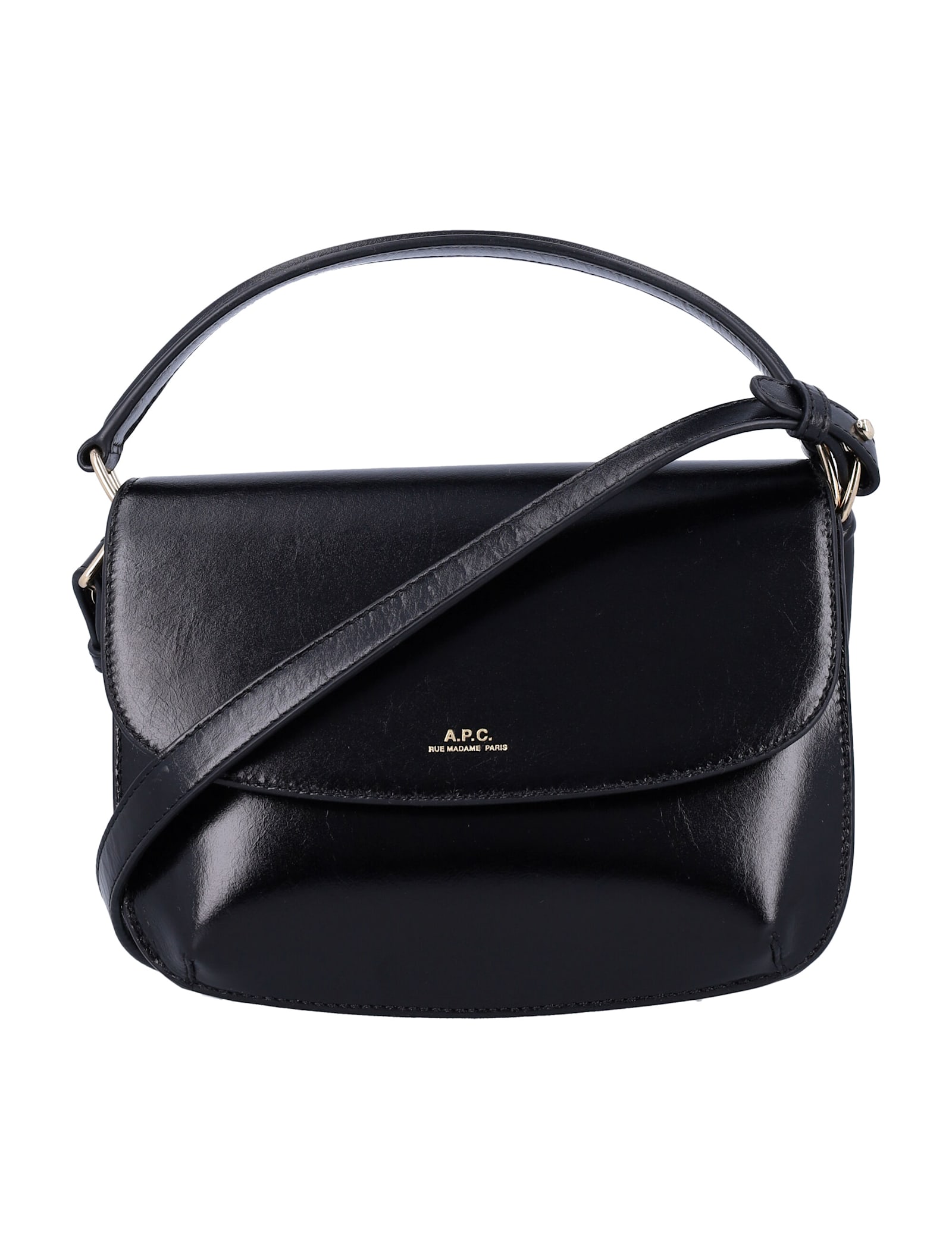 Shop Apc Leather Sarah Shoulder Strap Mini In Black