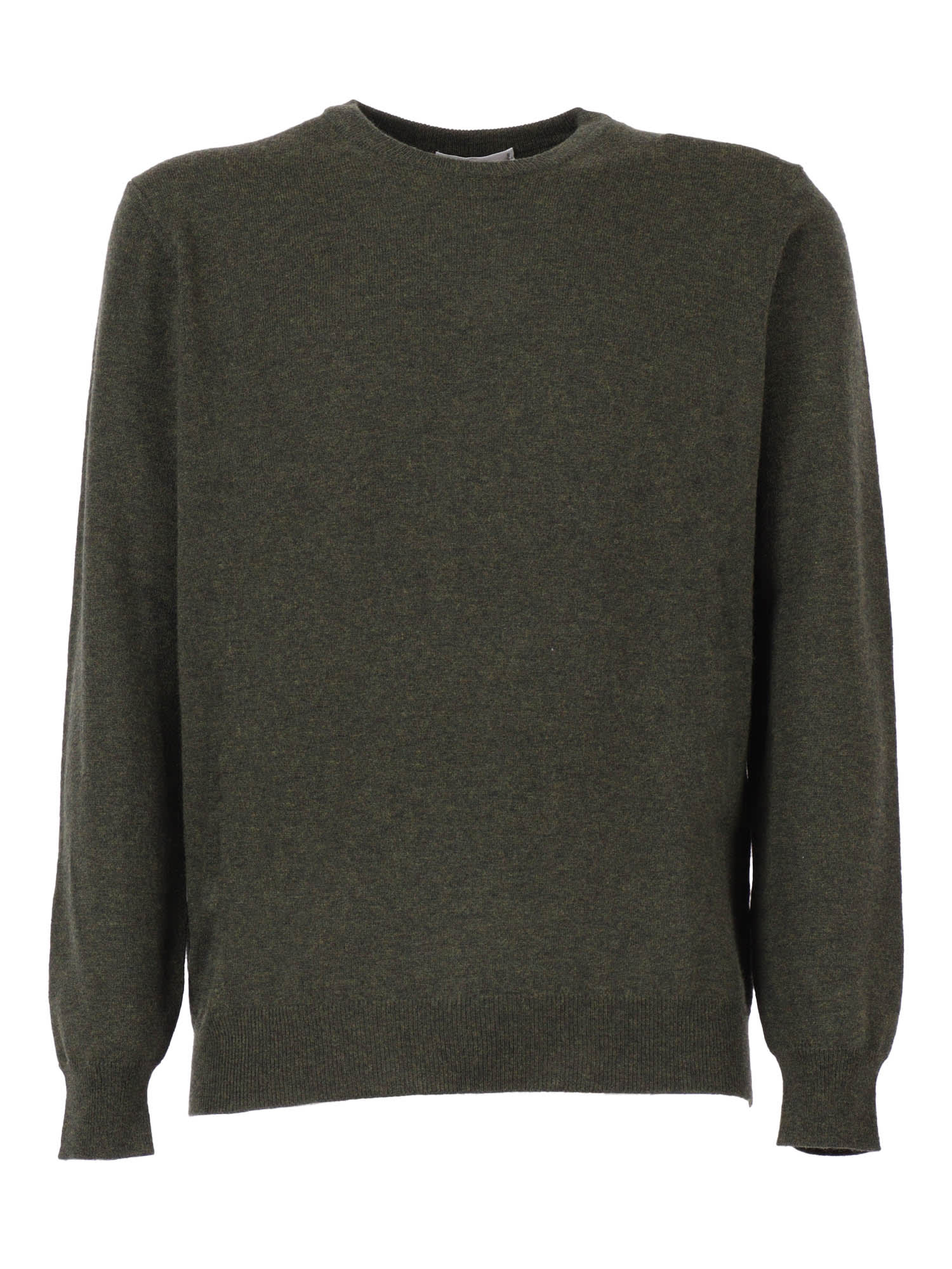 Kangra Cashmere Basic Crew Neck Sweater With Alcantara Patches In Neutral