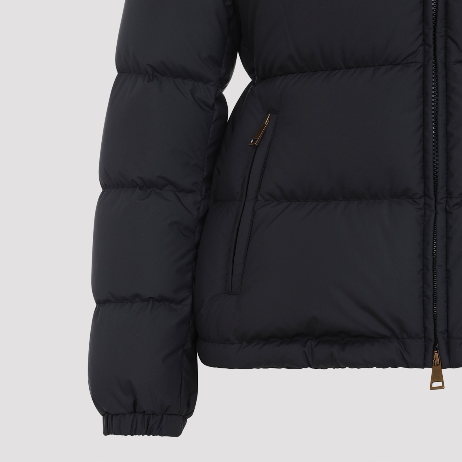 Moncler Puffer Jacket With High Collar And Cuffs In Black
