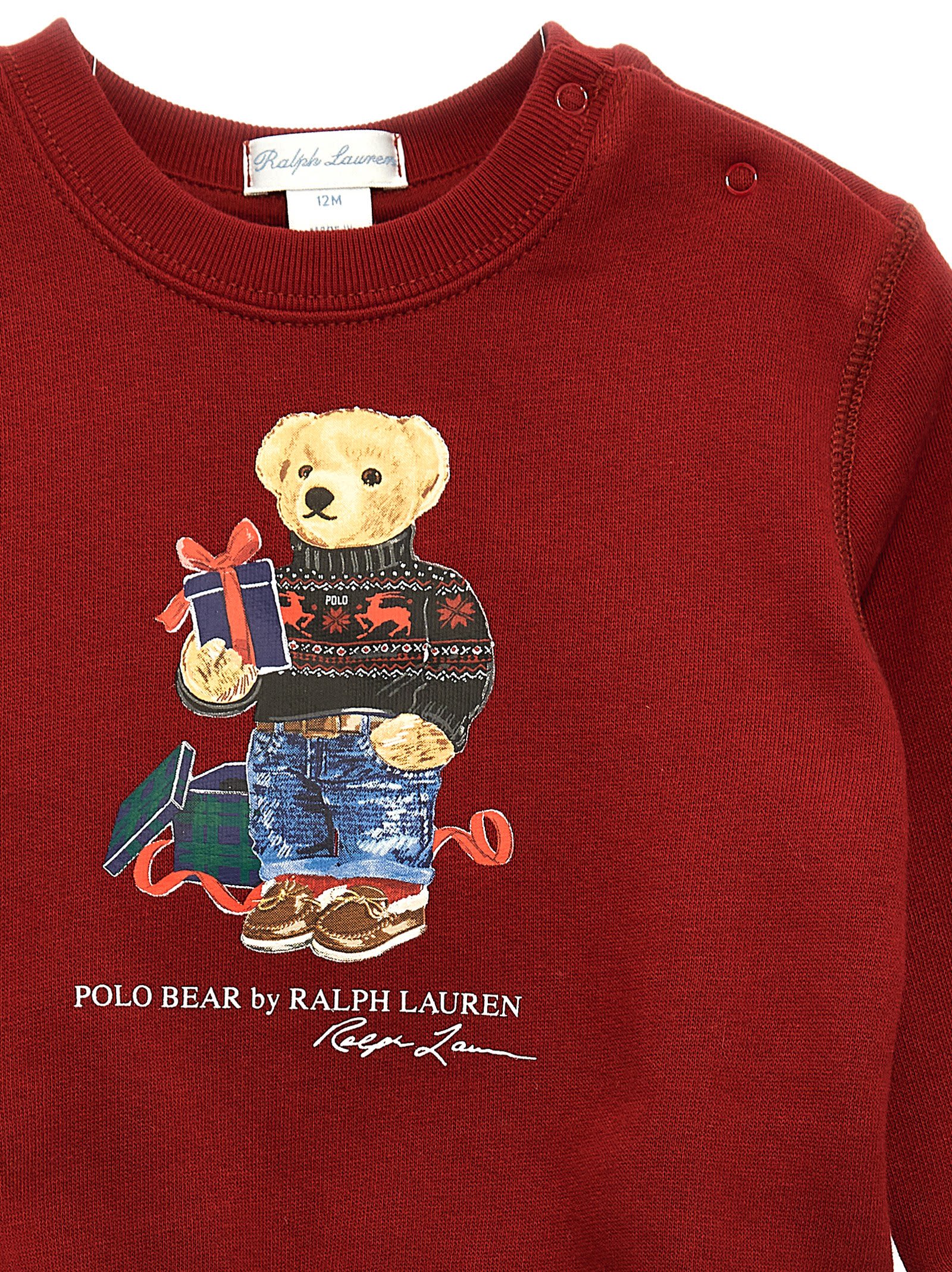 Shop Polo Ralph Lauren Bear Sweatshirt In Bordeaux