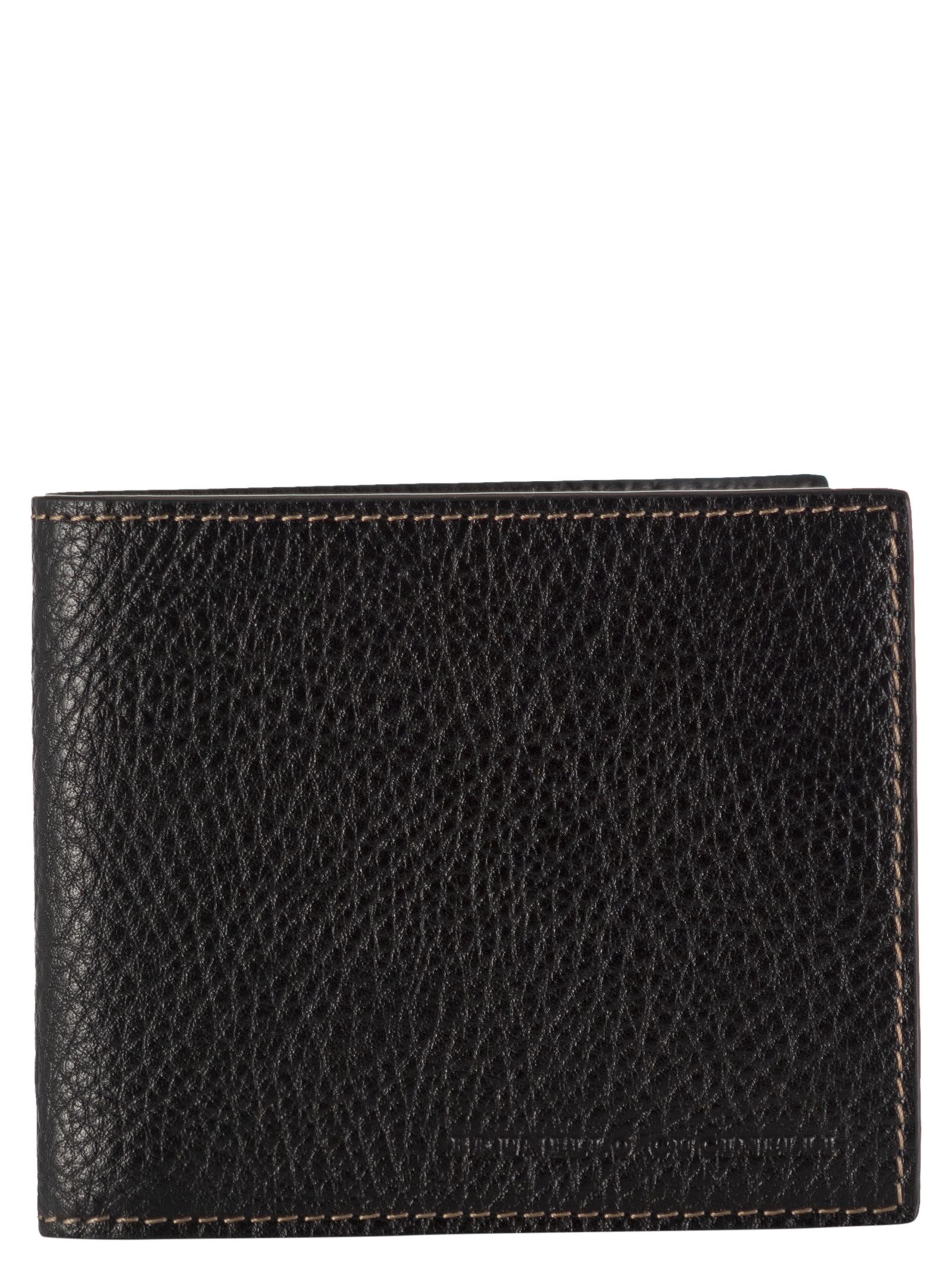 Brunello Cucinelli Grained Leather Wallet In Black