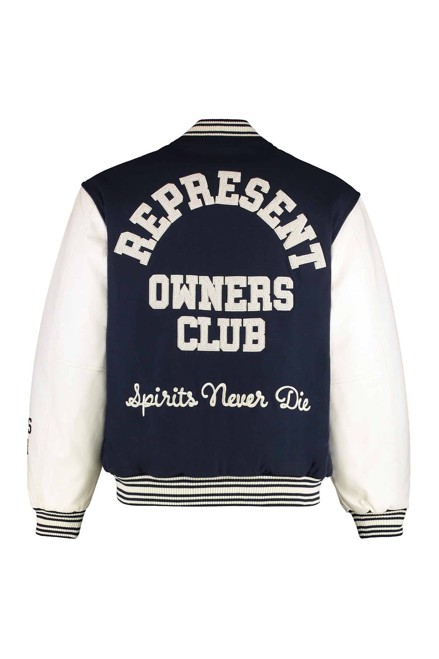 Shop Represent Wool And Faux Leather Bomber Jacket In Blue