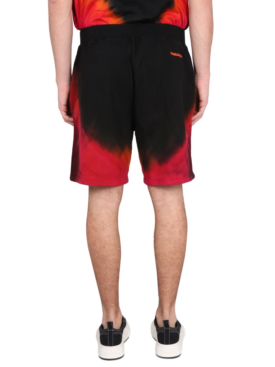 Dsquared2 Relaxed Fit Shorts With Flame Print In Multicolour