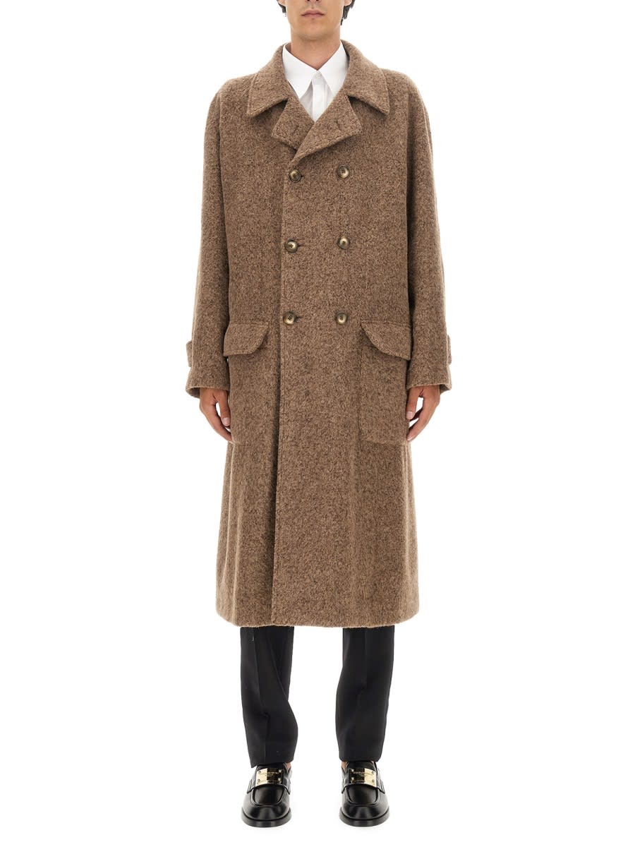 Dolce & Gabbana Double-breasted Coat In Brown