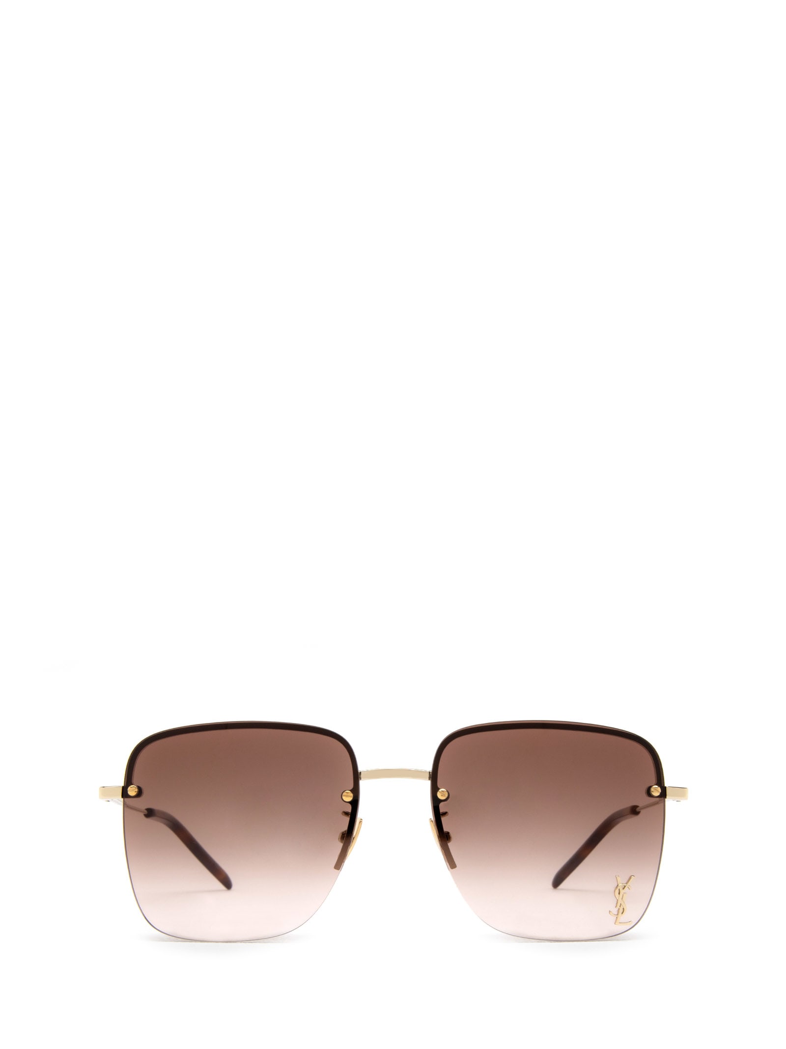 Shop Saint Laurent Sl 312 M Gold Sunglasses