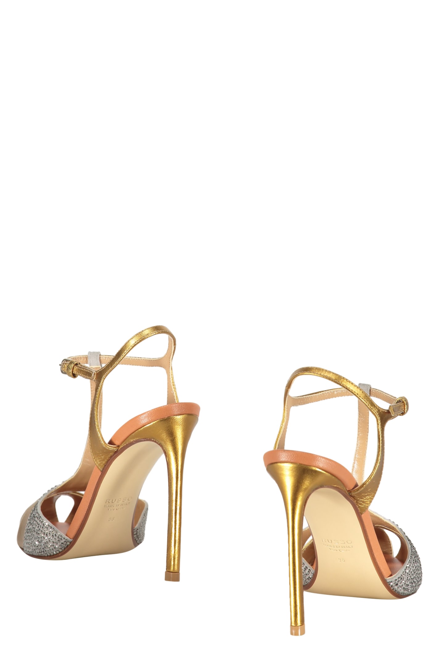 Shop Francesco Russo Heeled Sandals In Gold