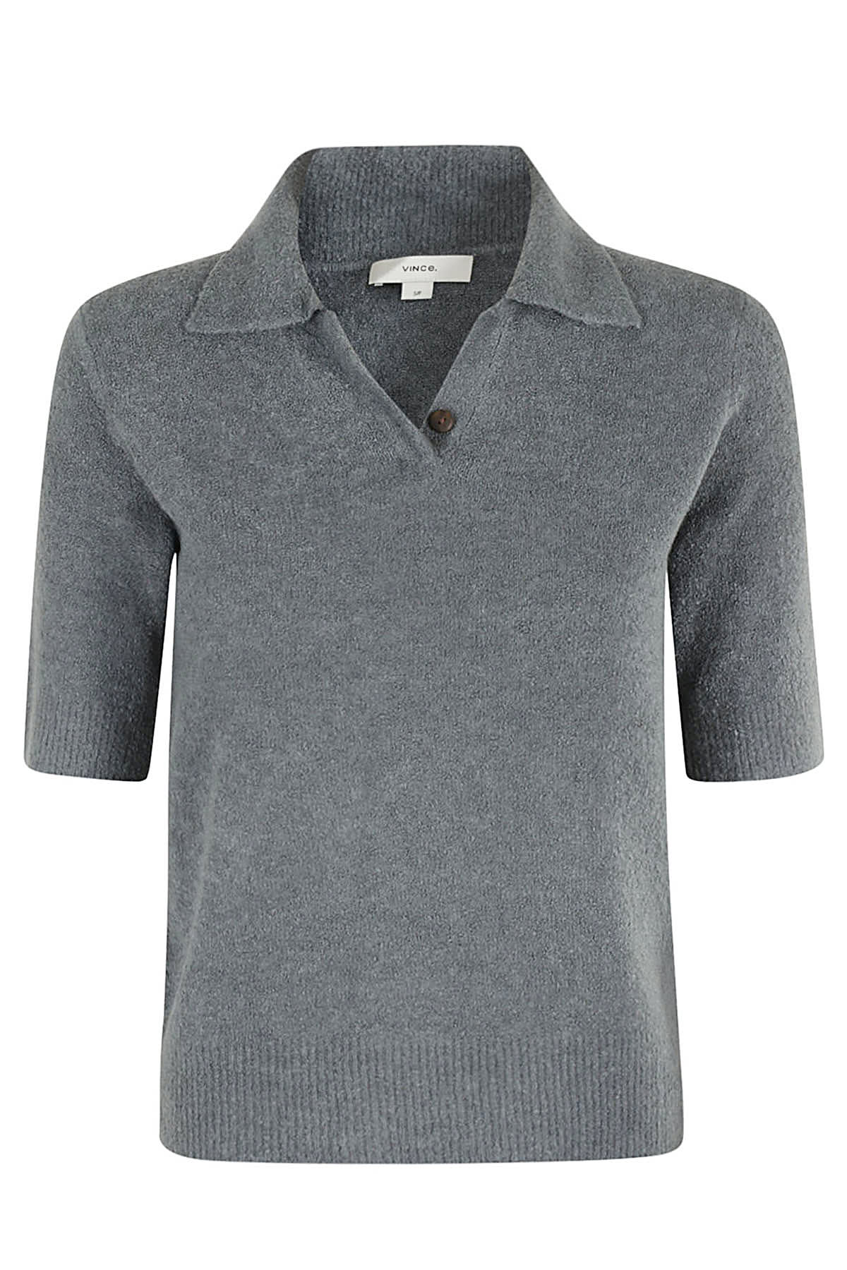 Shop Vince Soft Boucle Ss Polo In Lst Lake Stone