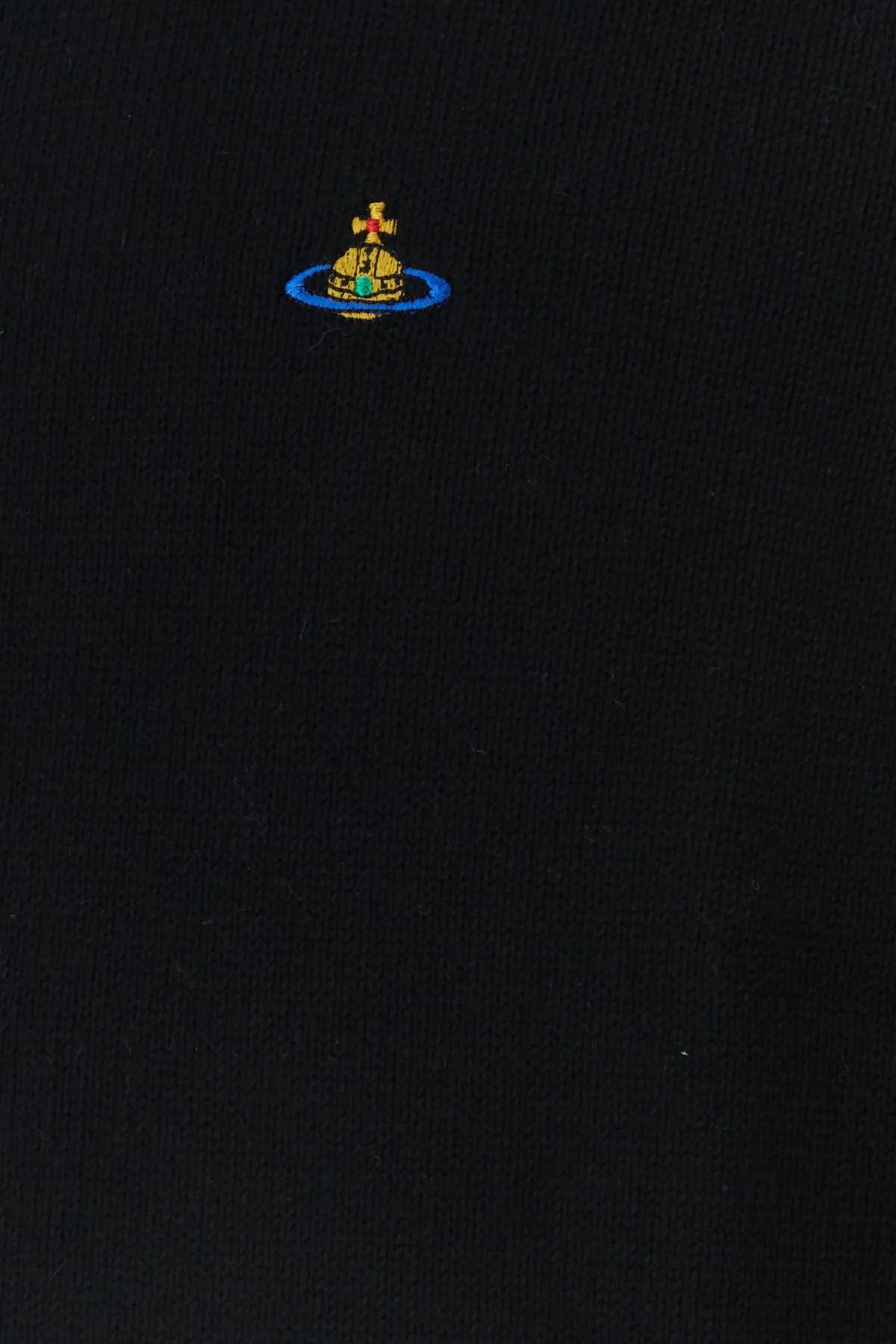 Vivienne Westwood 'alex' Black Crewneck Sweater With Orb Logo Detail On The Front In Black