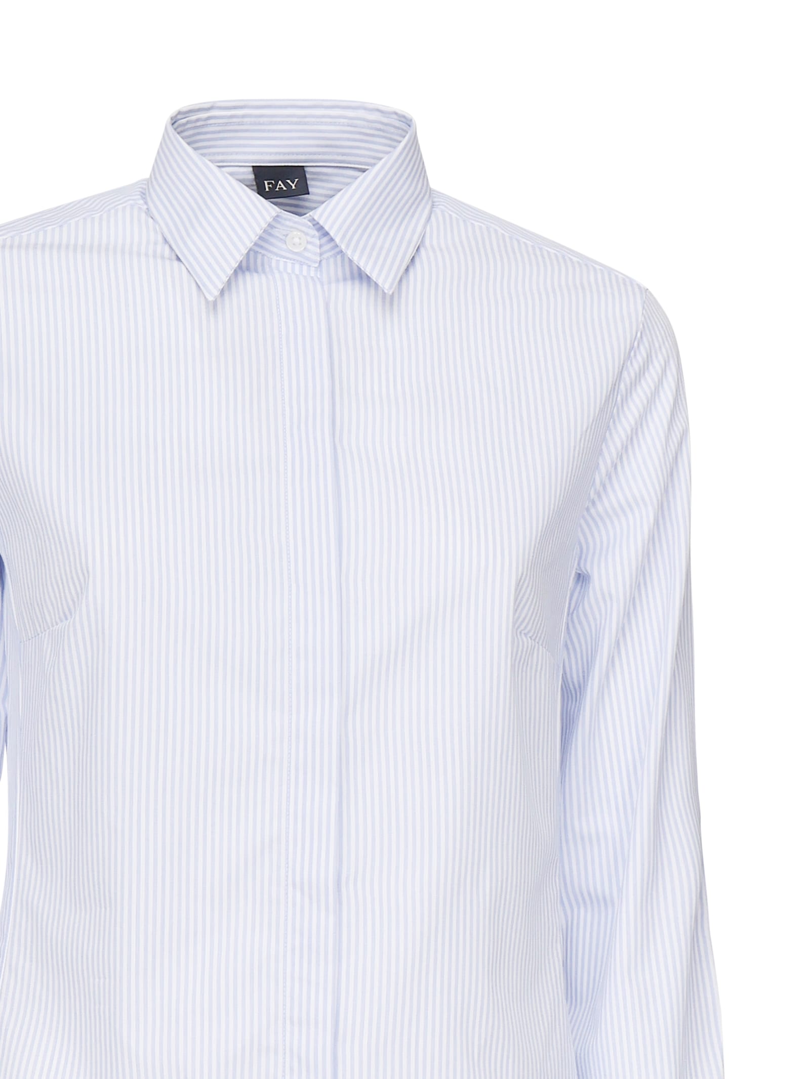 Fay Slim Striped Cotton Shirt In Blu