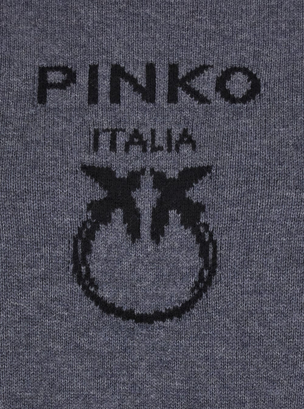 Shop Pinko Burgos Grey Crewneck Sweater With Logo On The Front In Wool Woman