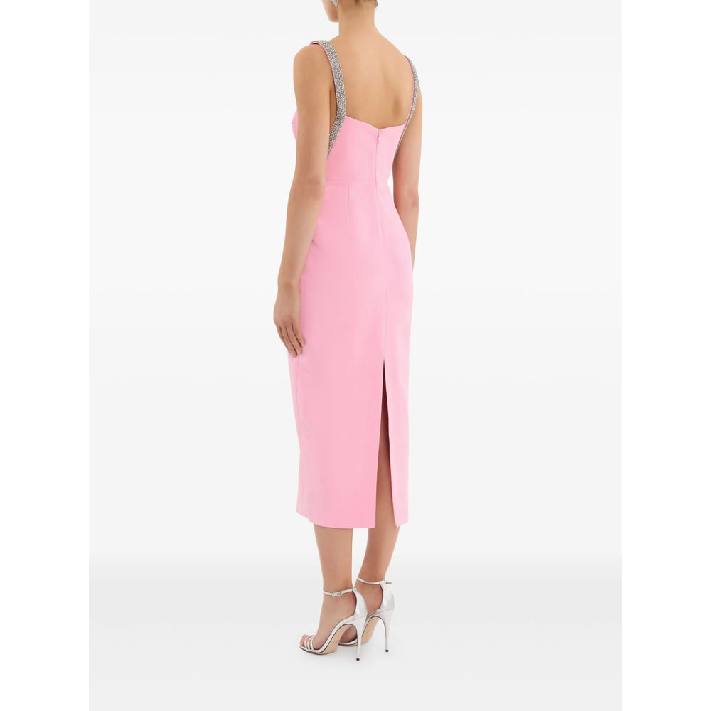 Rebecca Vallance Womens Pink Amaro Diamante-embellished Crepe Midi Dress