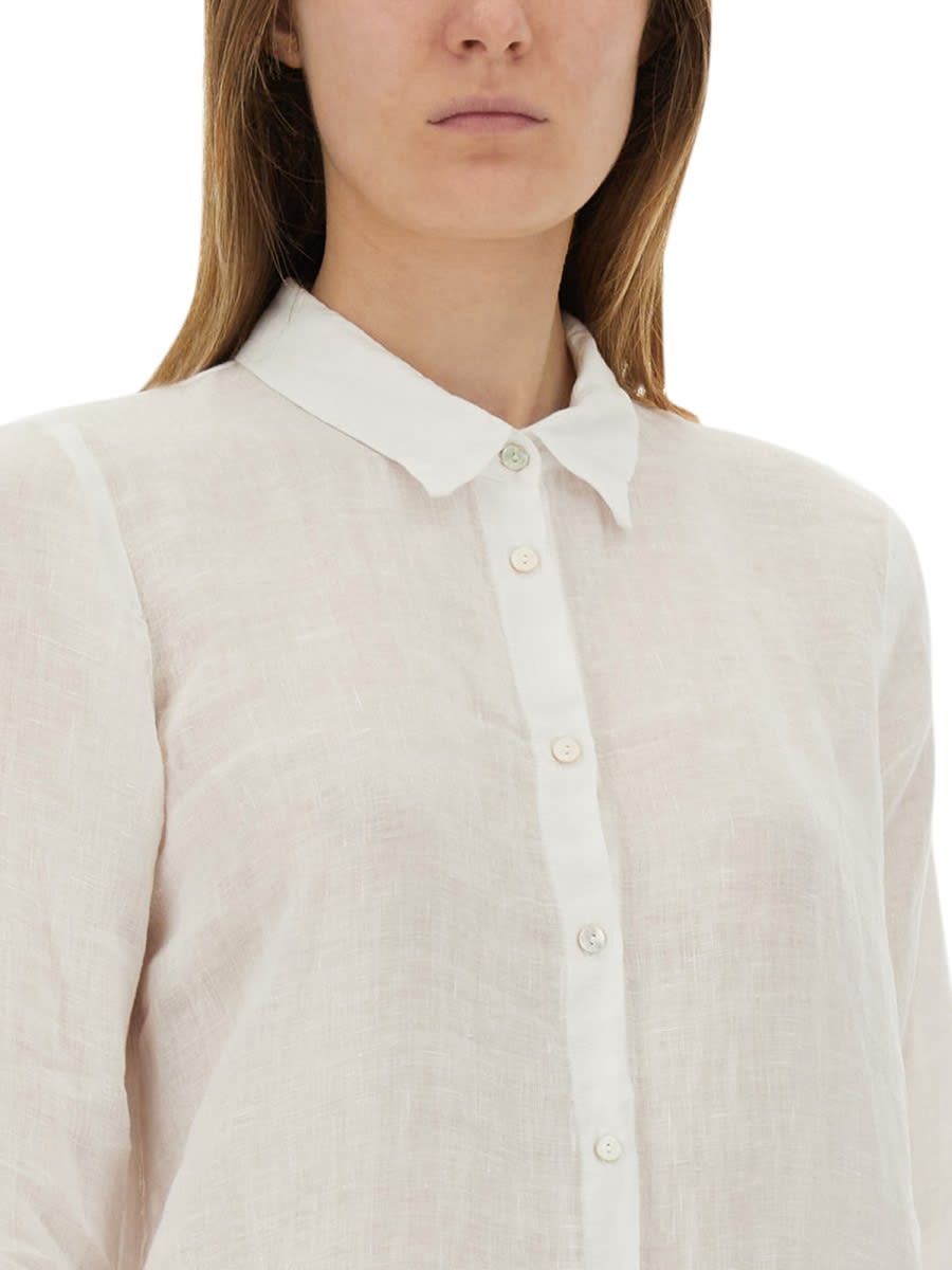120% Lino Linen Shirt Dress In White