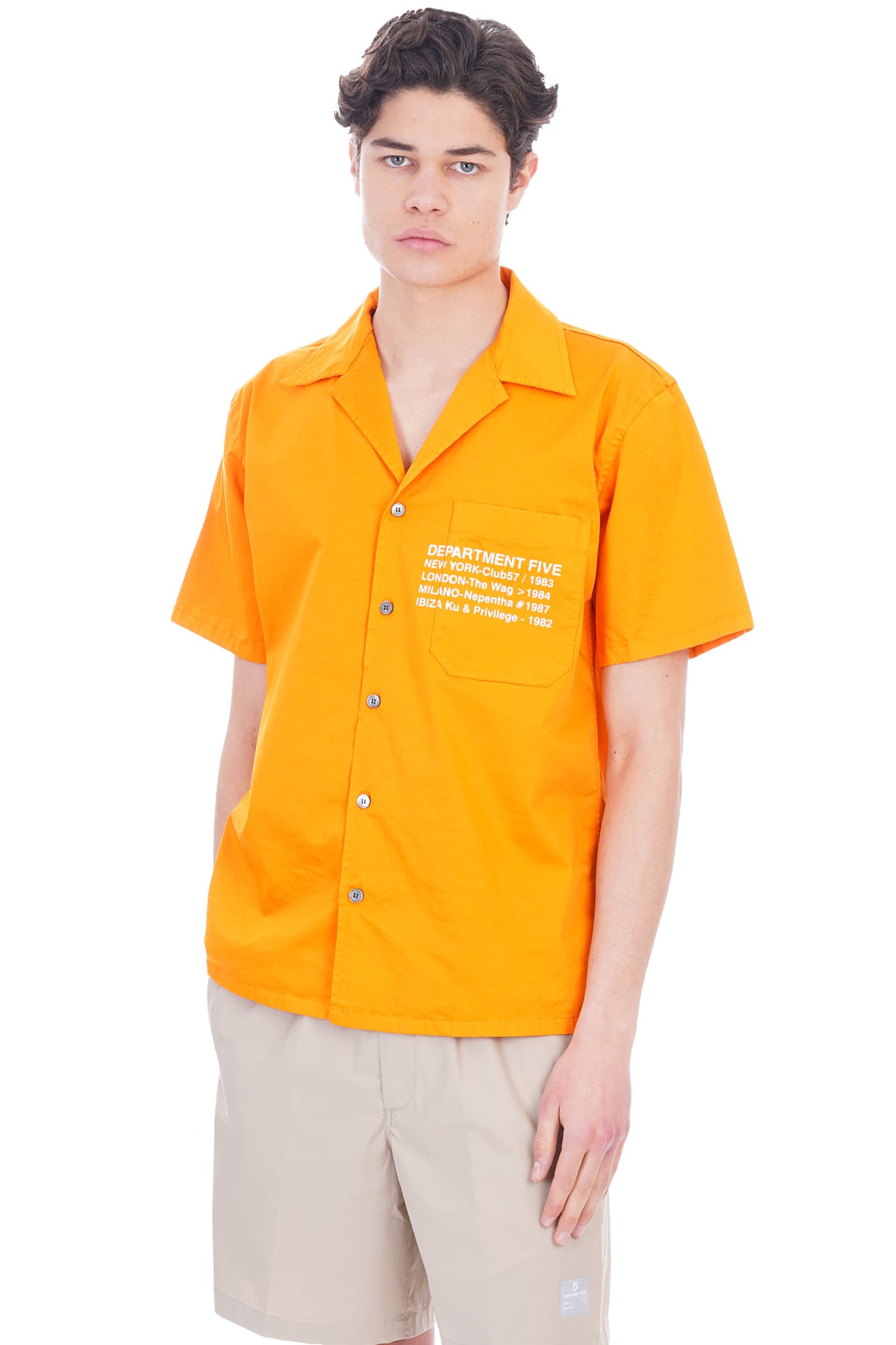 Department Five Digital Shirt In Orange Cotton