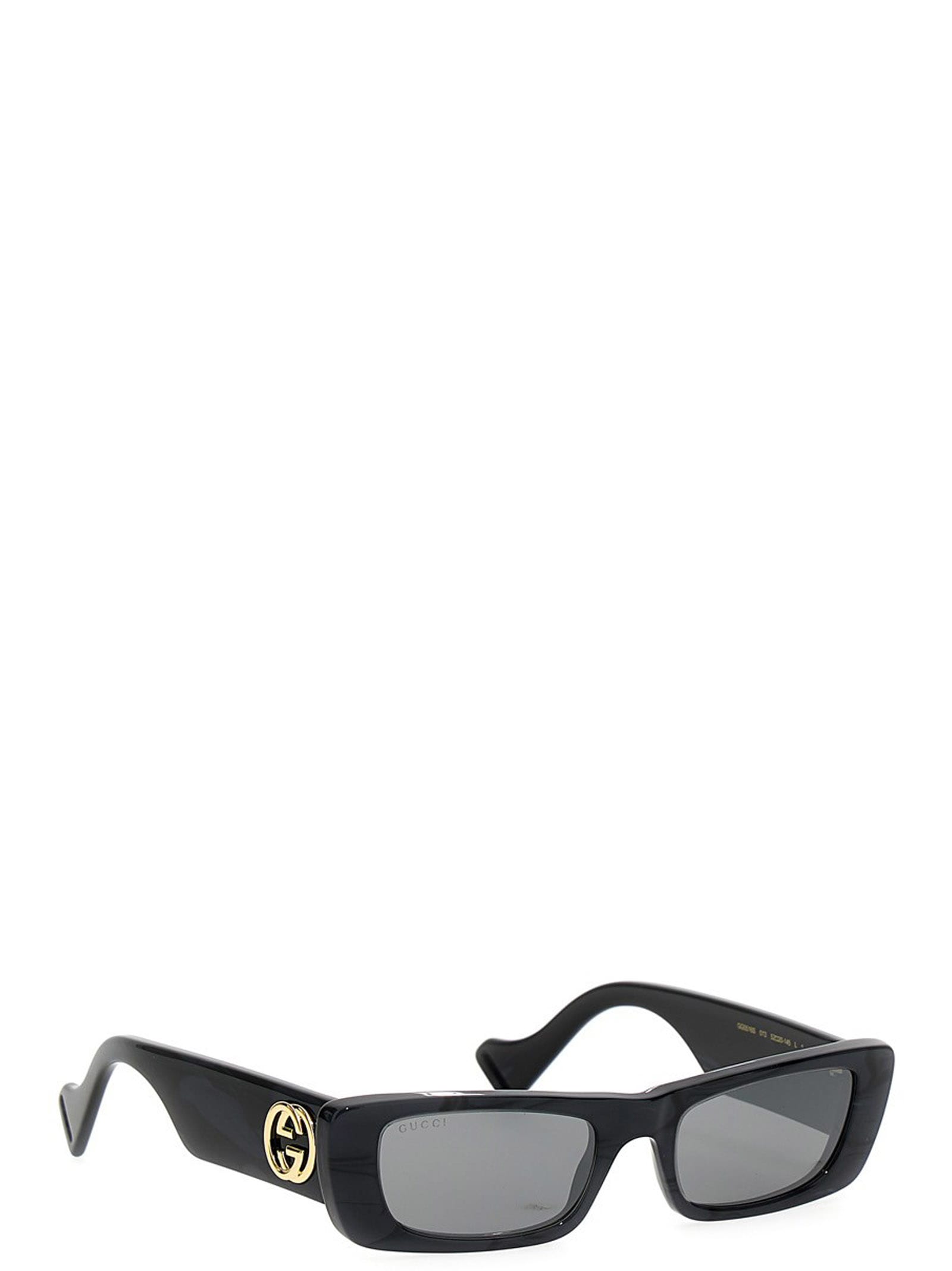 Shop Gucci Rectangular Sunglasses In Black