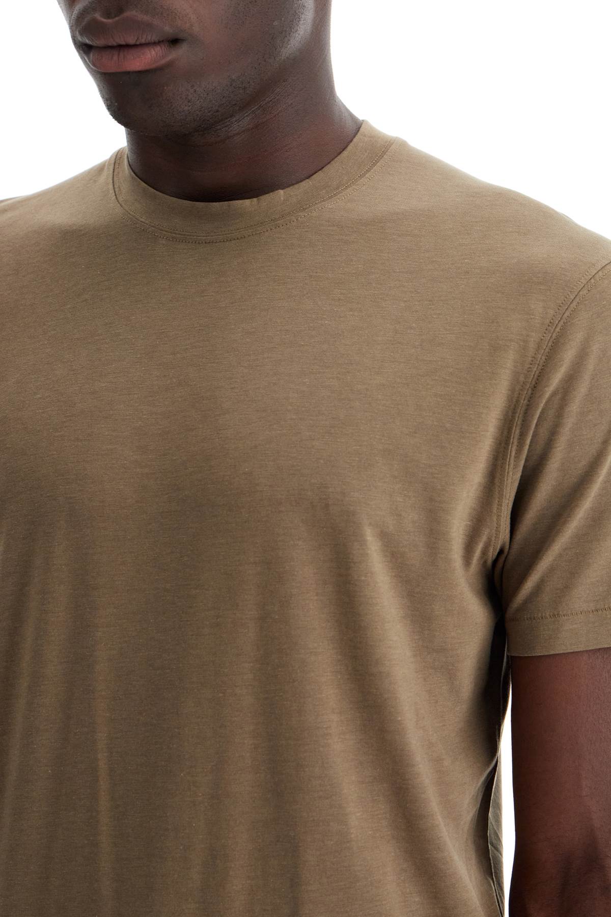 Shop Tom Ford Cottono And Lyocell T-shirt In Fern Green (khaki)