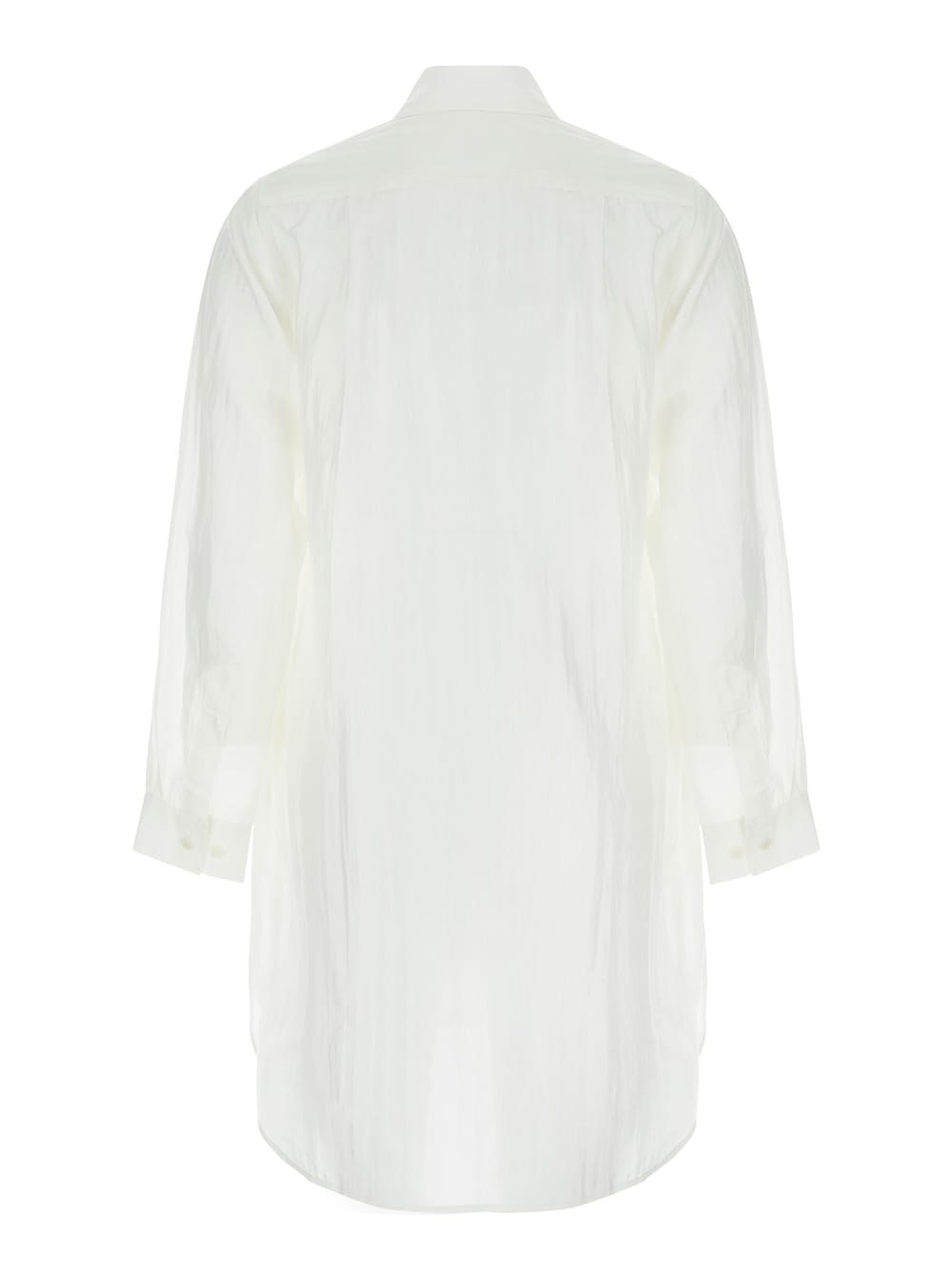 Shop The Rose Ibiza White Maxi Shirt With Wrinkled Effect In Silk Woman