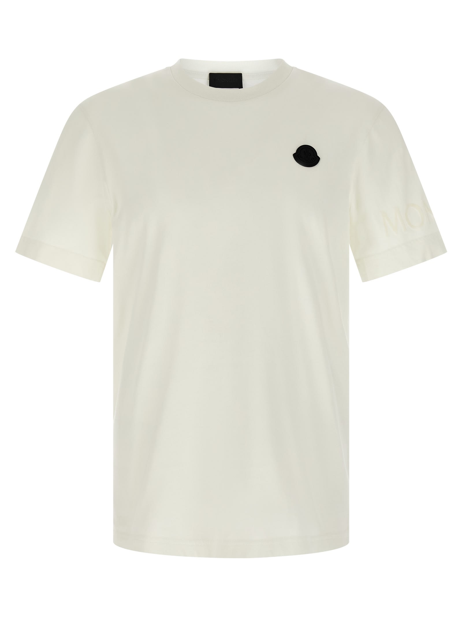 Moncler Cotton Jersey T-shirt With Contrasting Logo Patch In White