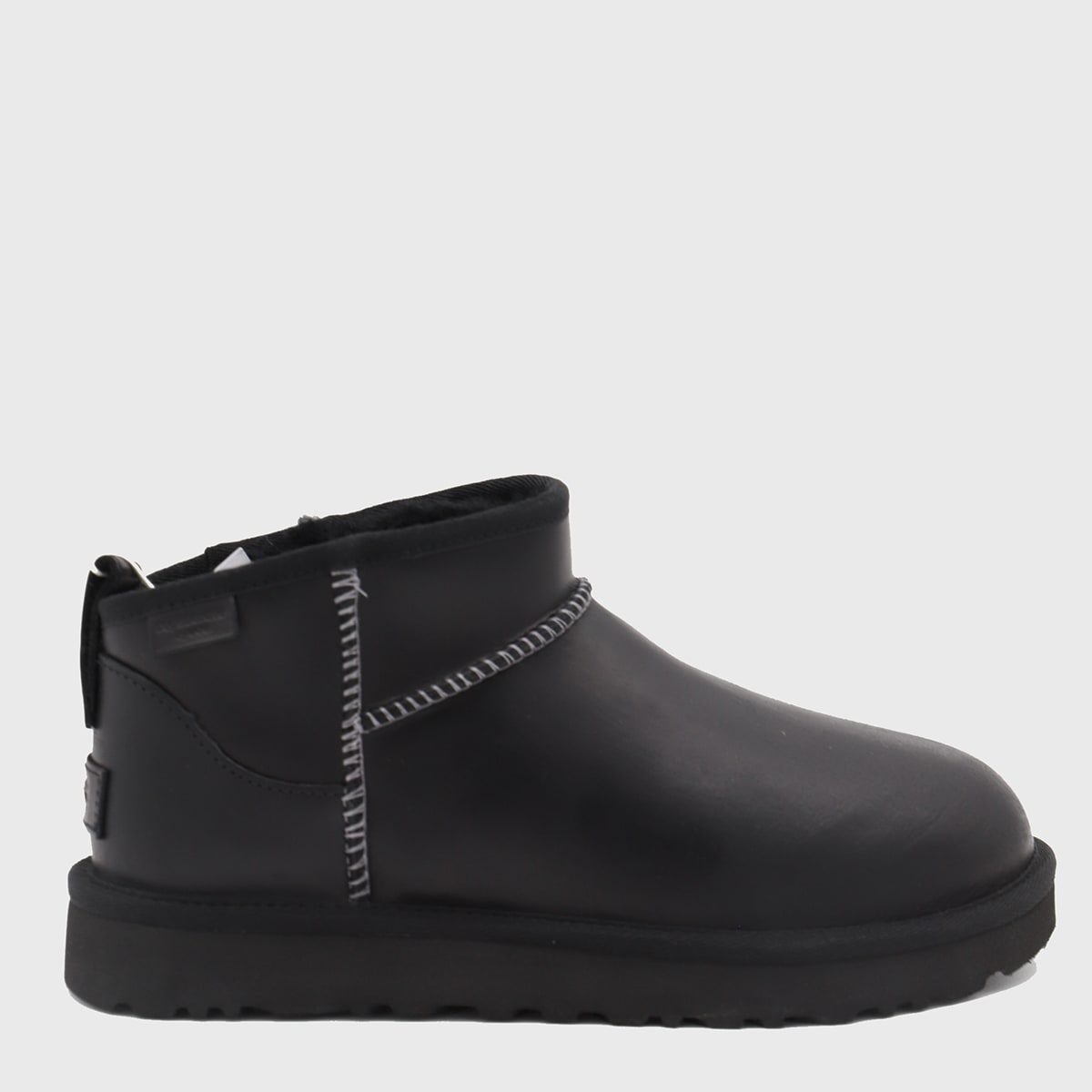 Shop Ugg Black Leather Ultra Mini Boots