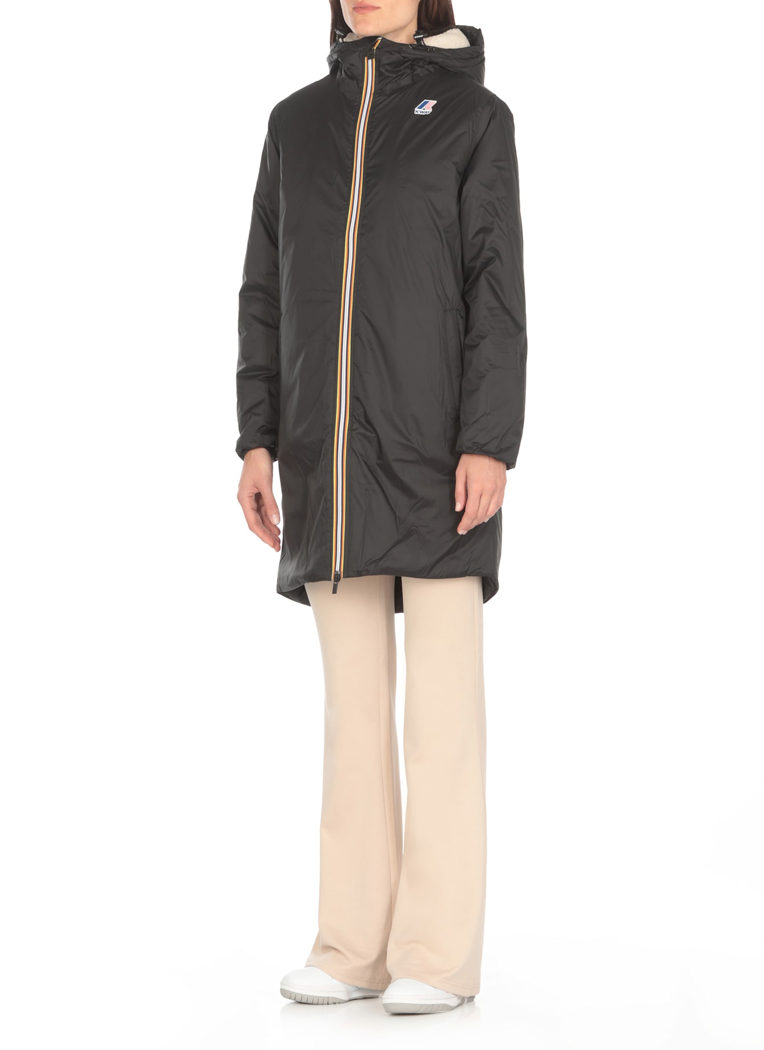 Shop K-way Le Vrai 3.0 Eiffel Orsetto Padded Coat In Black