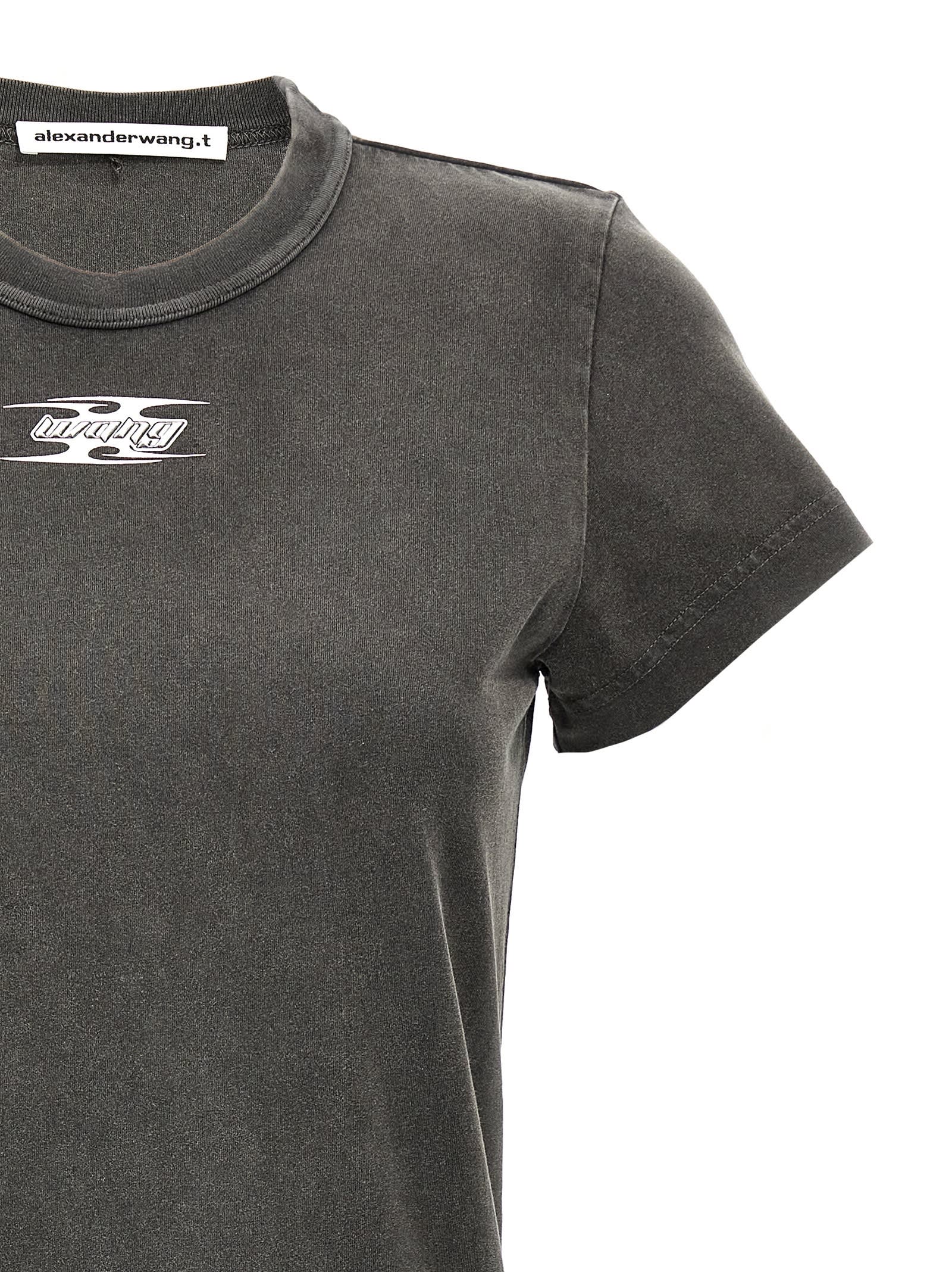 Shop Alexander Wang T Shrunken Tee Dress In Gray