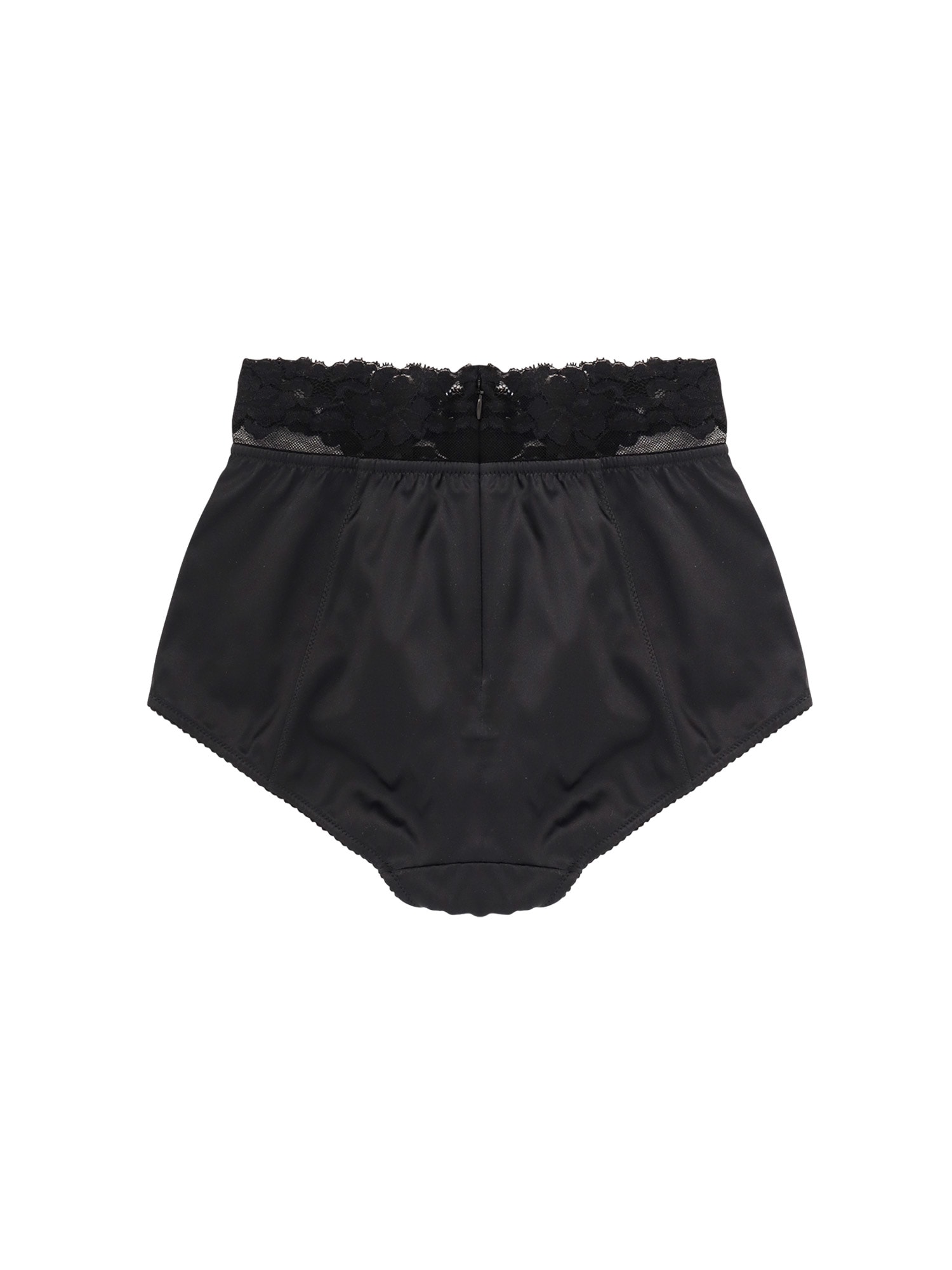 Dolce & Gabbana High-waisted Satin Lace Detail Culotte In Black