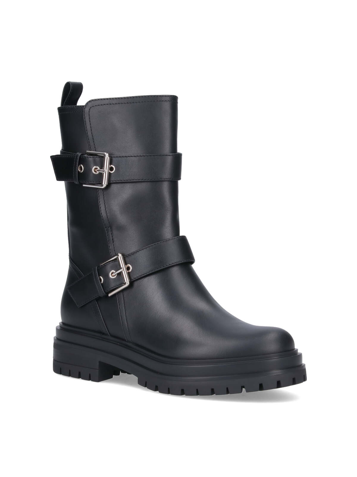 Gianvito Rossi Black Leather Biker Boots In Black